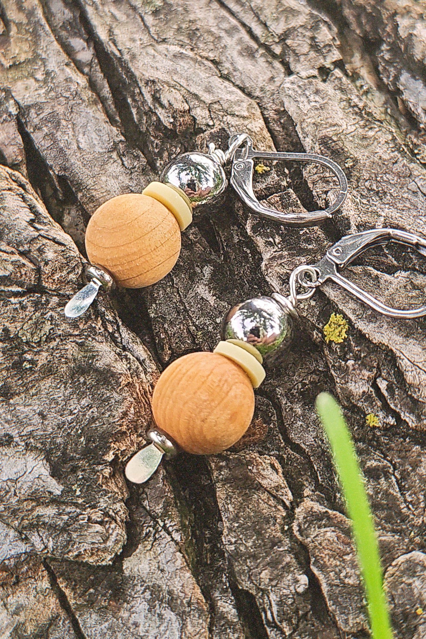 Pale Sky Earrings - Sandalwood, Stainless Steel