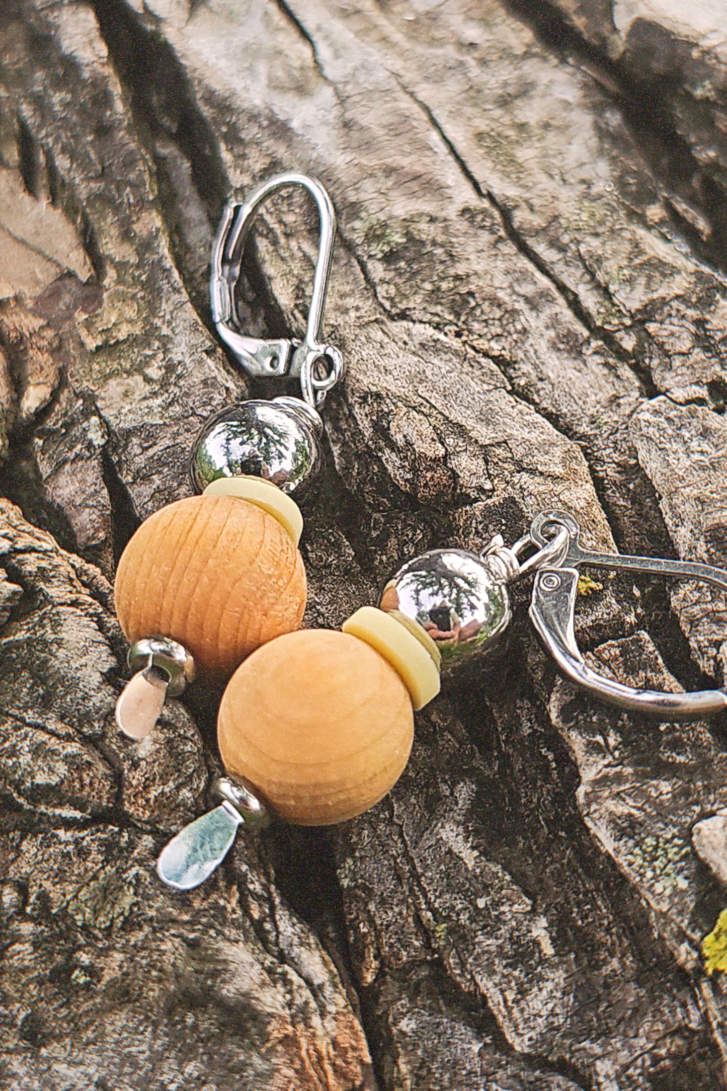 Pale Sky Earrings - Sandalwood, Stainless Steel