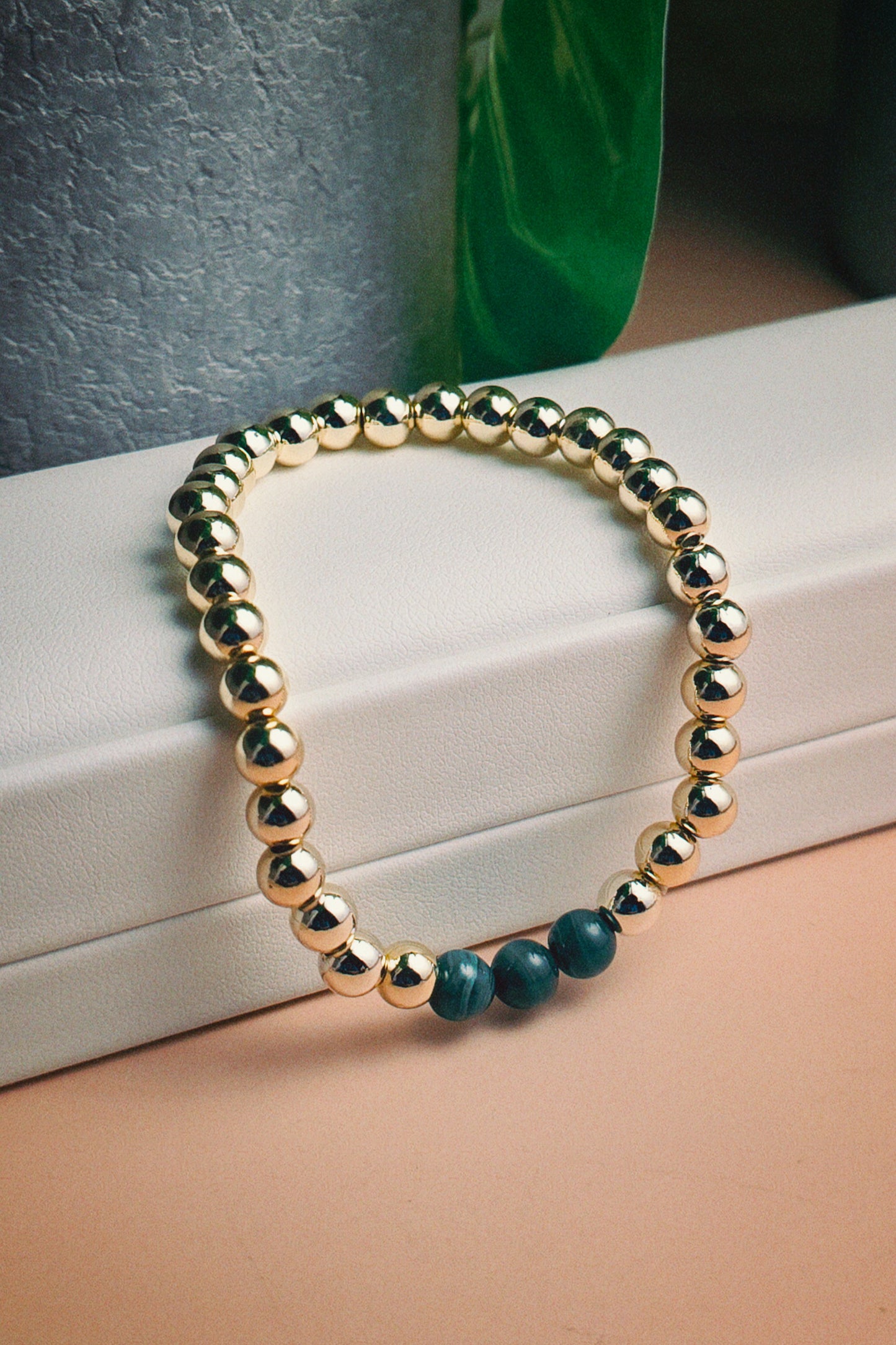 Gold Filled Malachite Beaded Bracelet