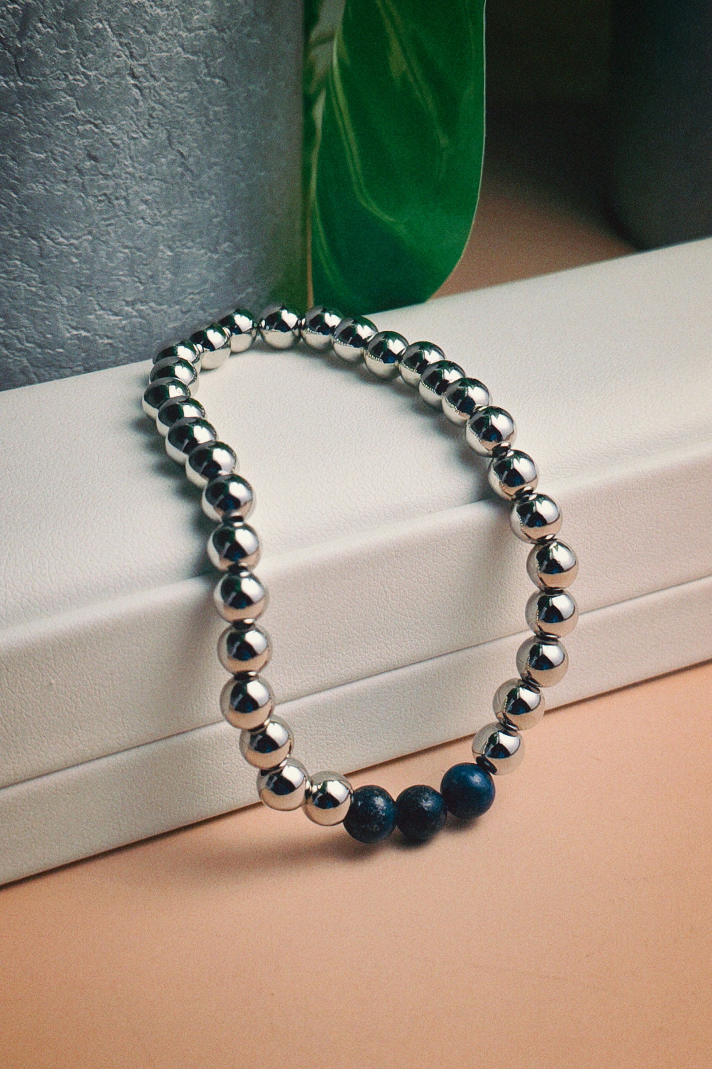 Silver Filled Lapis Lazuli Beaded Bracelet