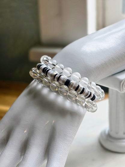 Crystal Clear Serenity - Glass Bead Bracelet