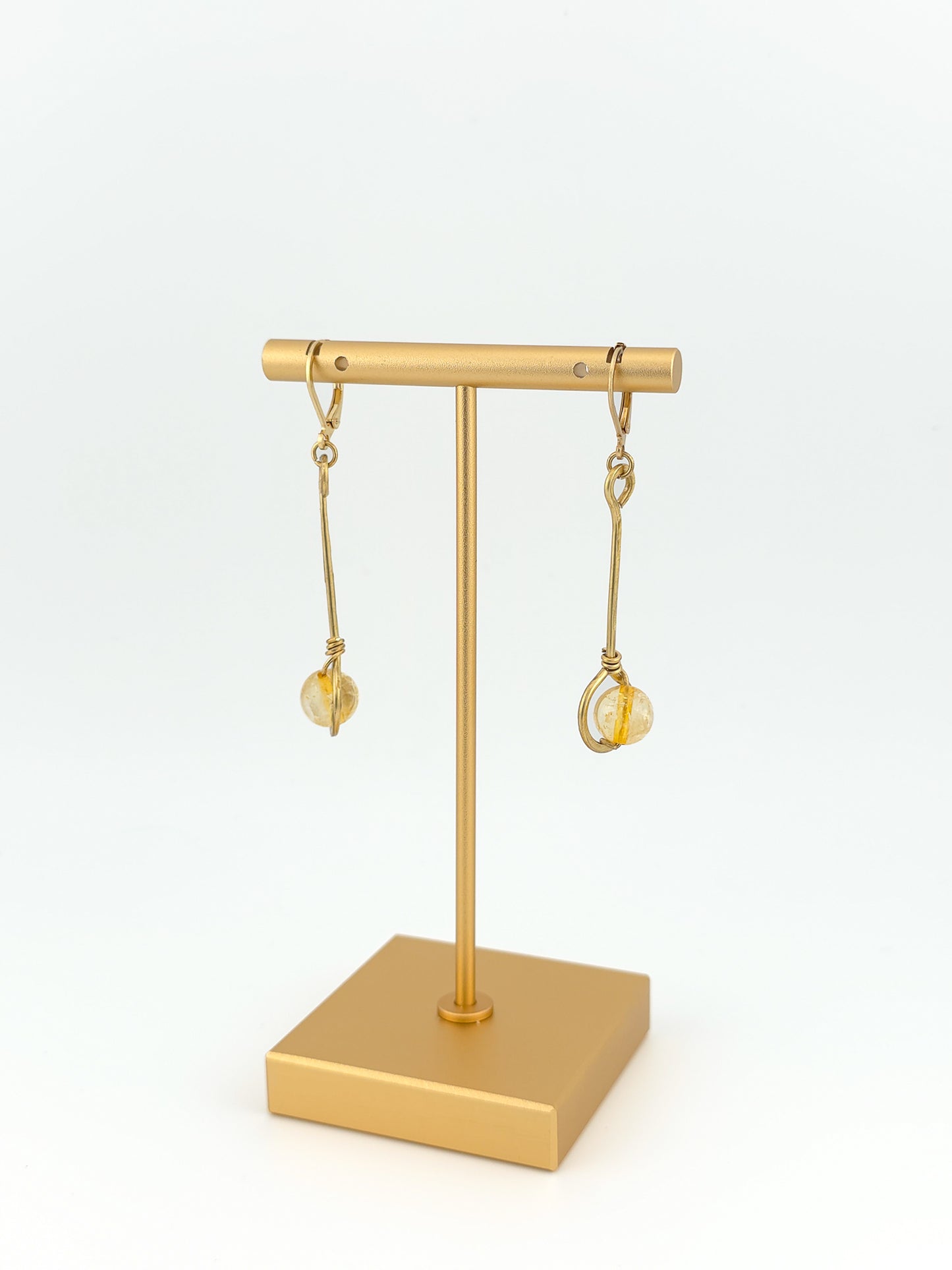 Brass Citrine Stem Earrings