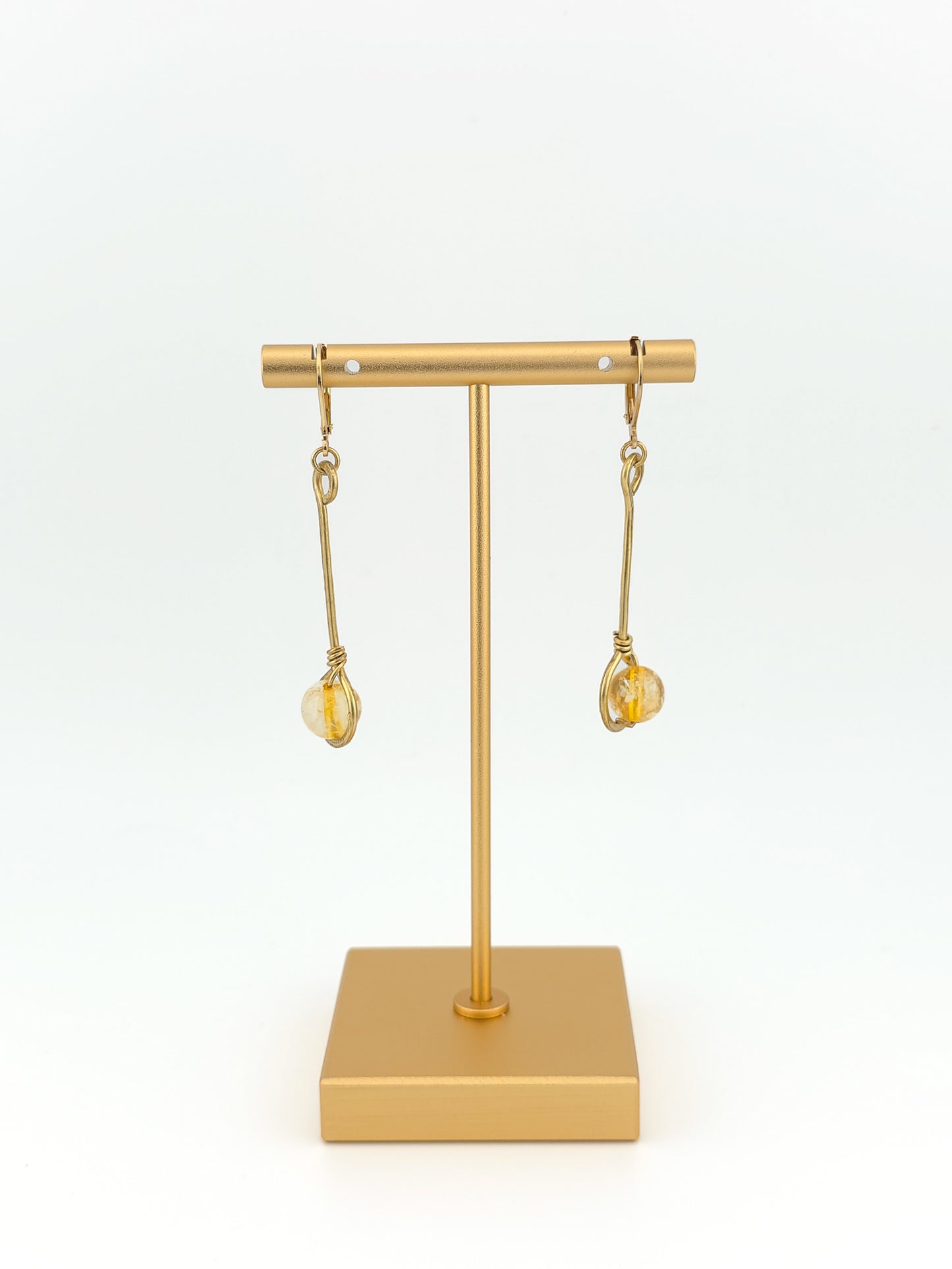 Brass Citrine Stem Earrings