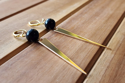 Black and Gold Drop Earrings