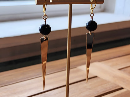 Black and Gold Drop Earrings