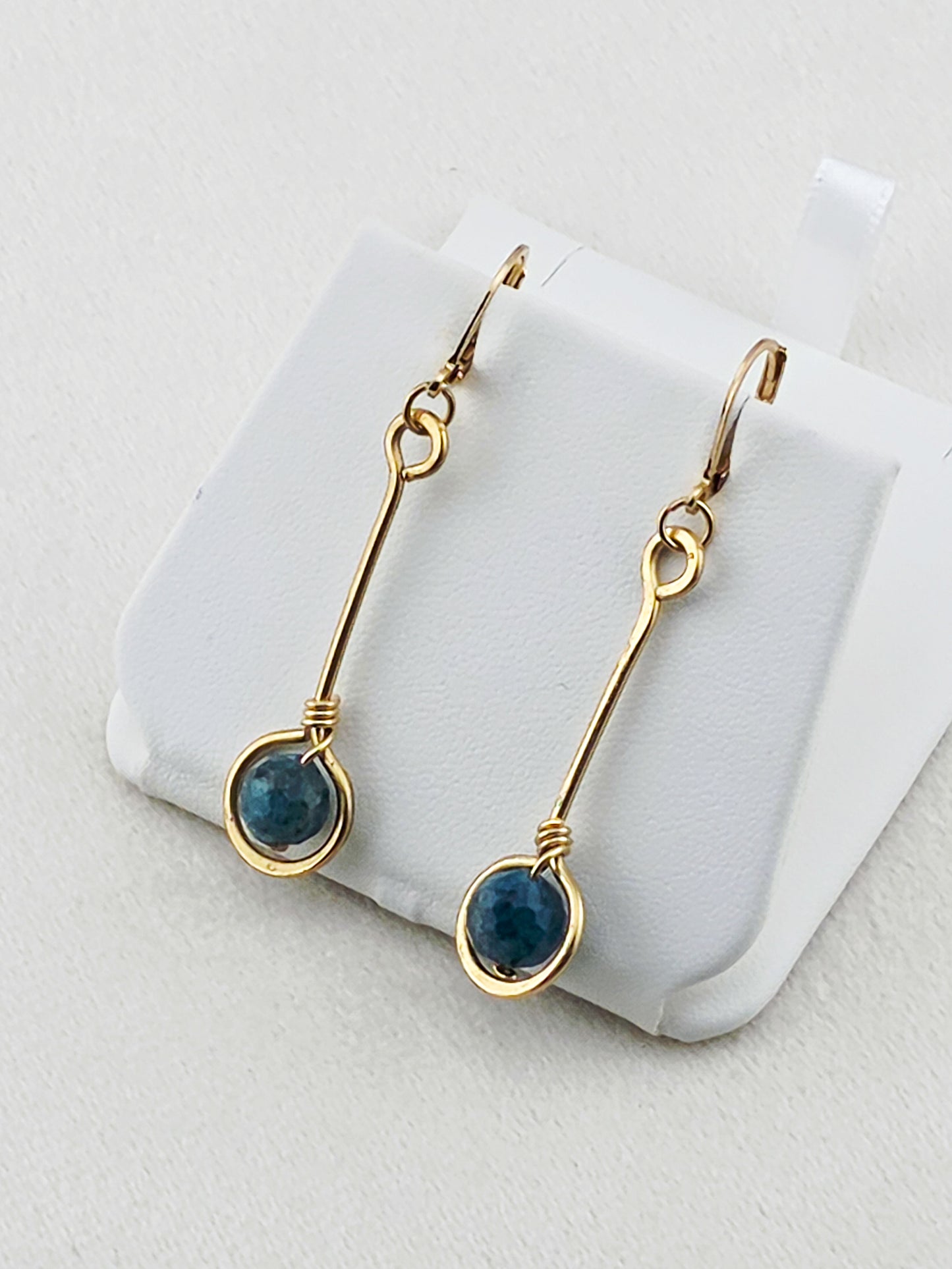 Brass Stem & Blue Apatite Earrings
