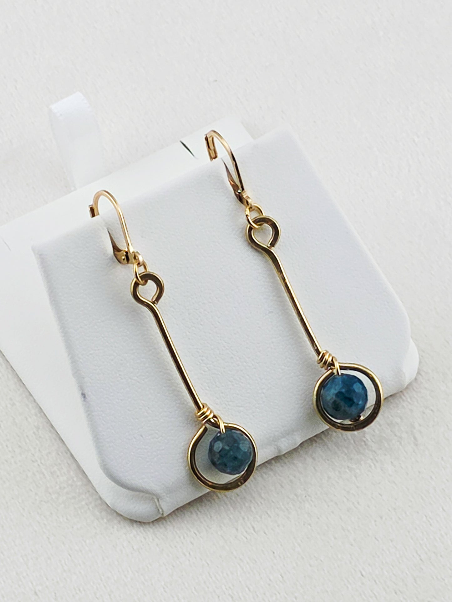 Brass Stem & Blue Apatite Earrings
