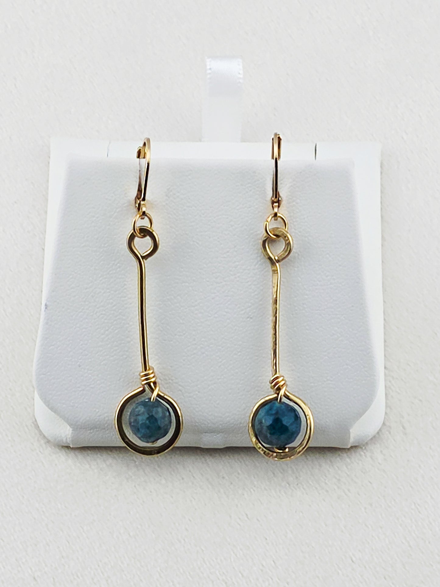 Brass Stem & Blue Apatite Earrings
