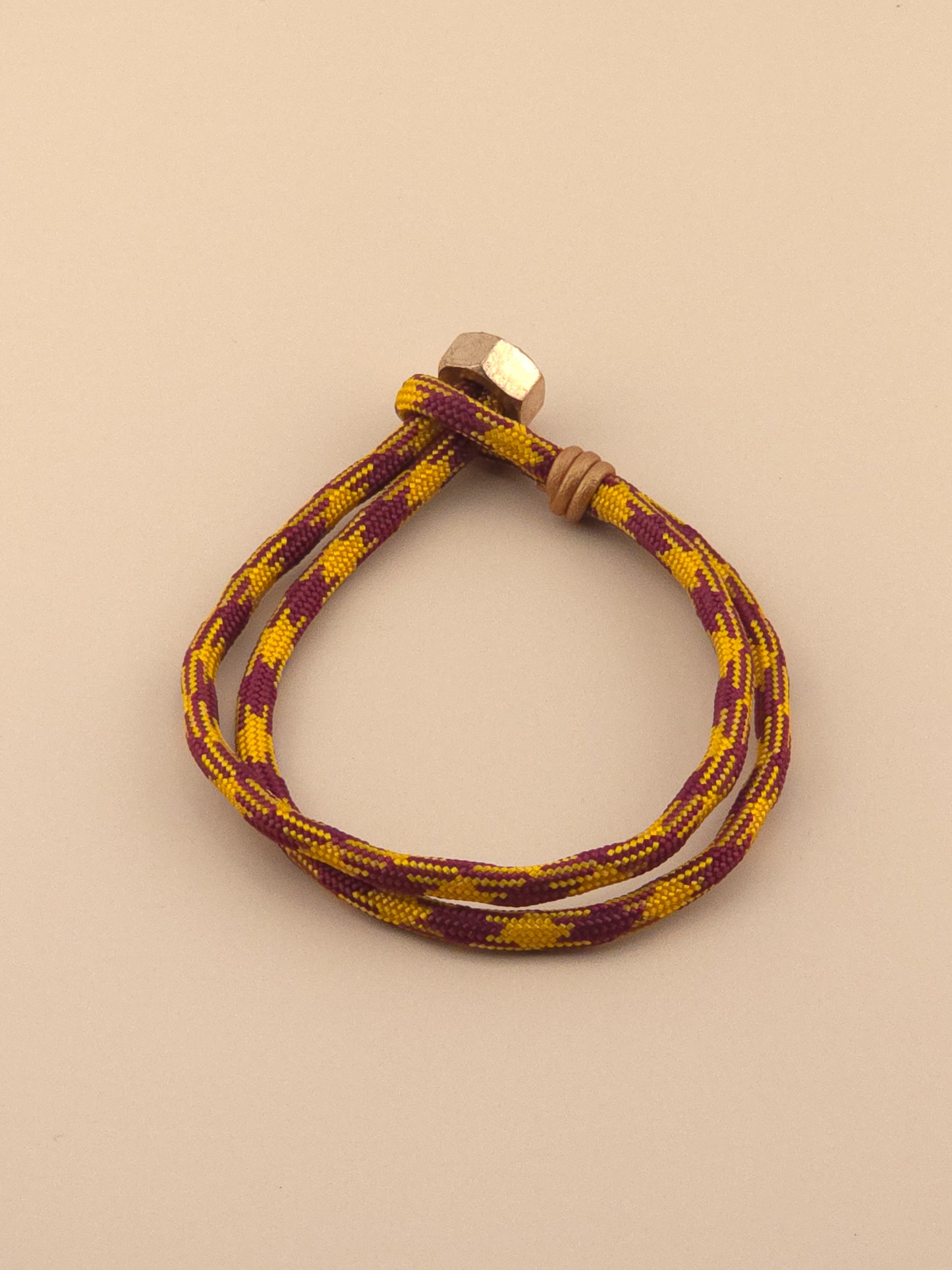 Burgundy and Yellow Houndstooth Paracord Bracelet