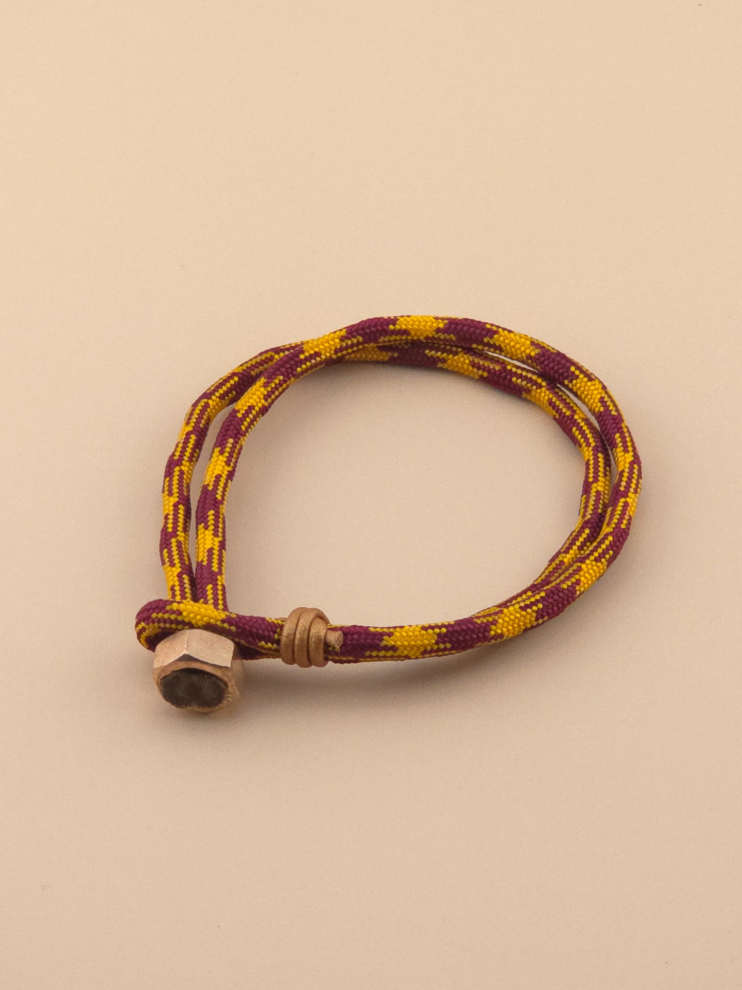 Burgundy and Yellow Houndstooth Paracord Bracelet