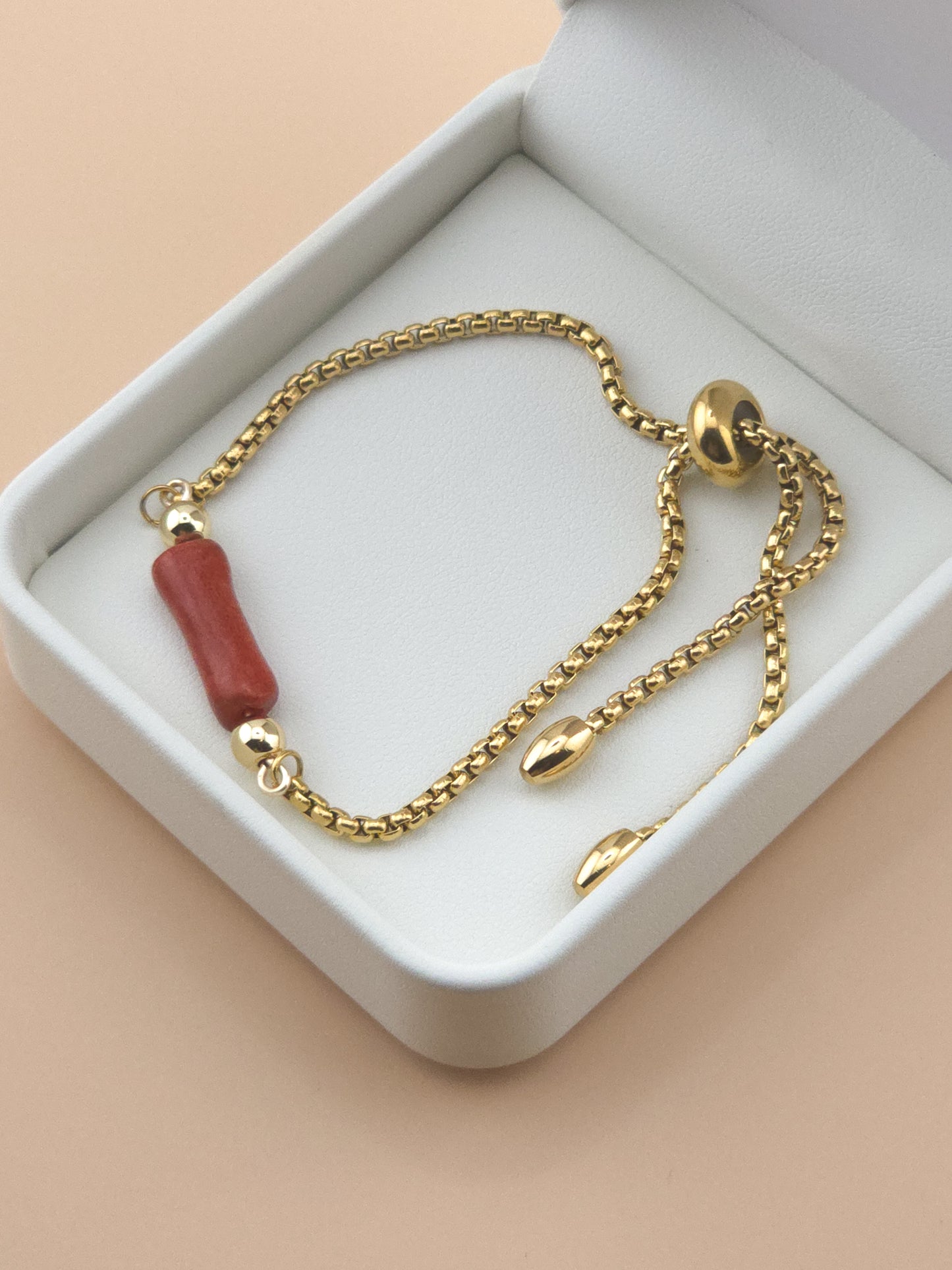Gold Stainless Steel Coral Tube Bracelet