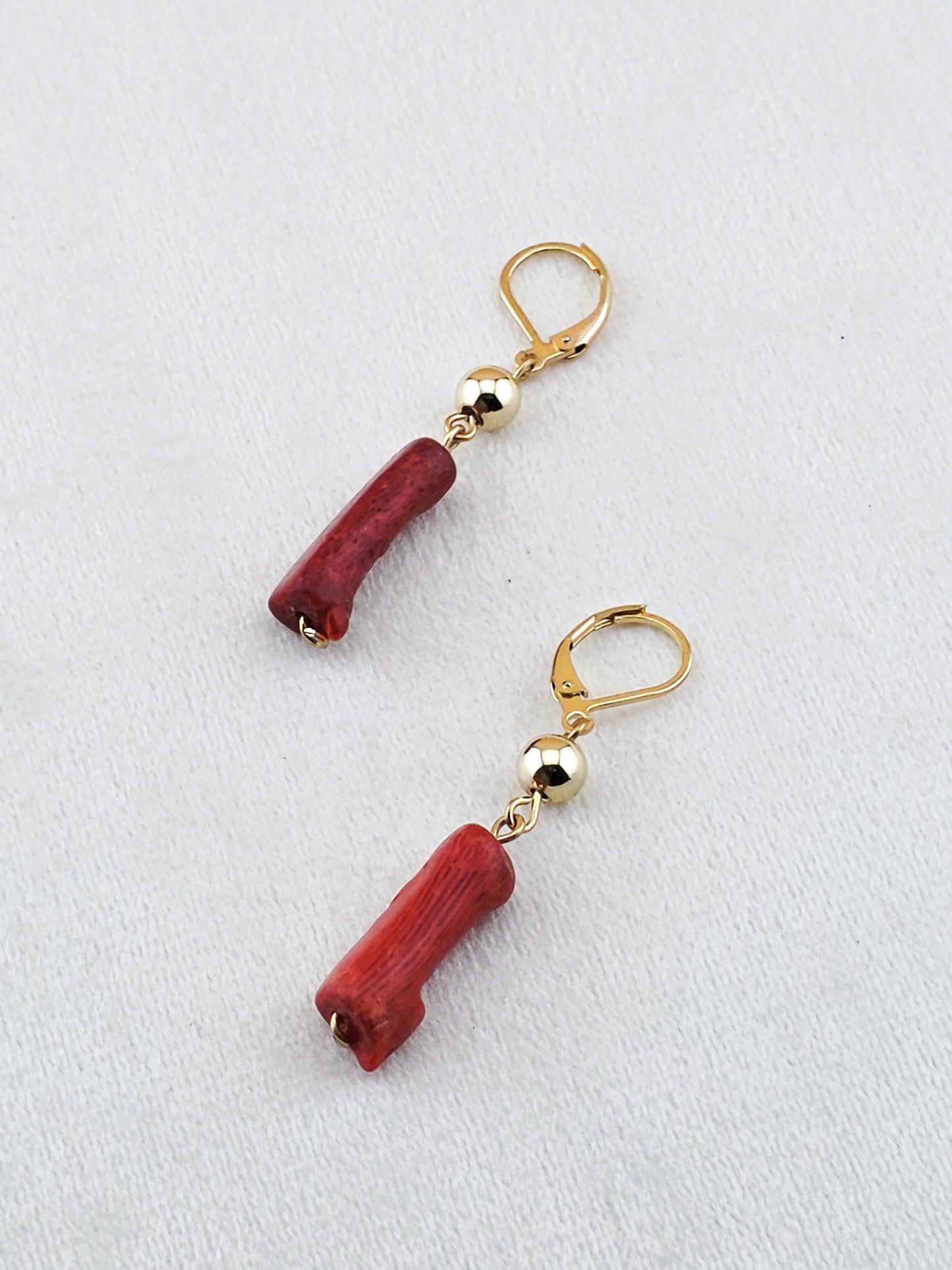 Coral Tube Drop Earrings