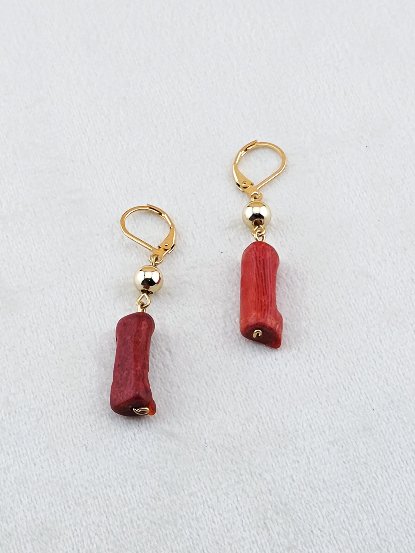 Coral Tube Drop Earrings