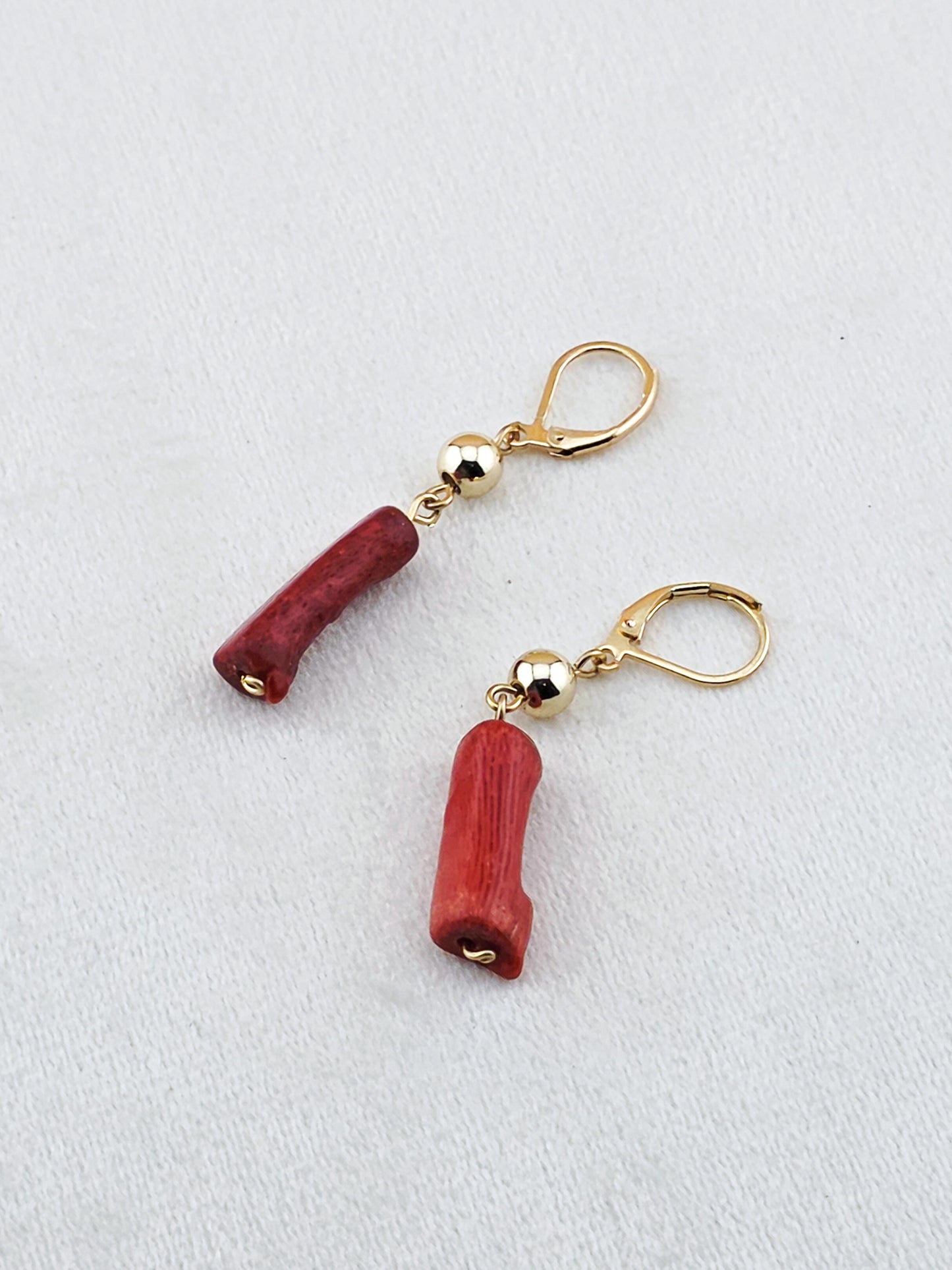 Coral Tube Drop Earrings