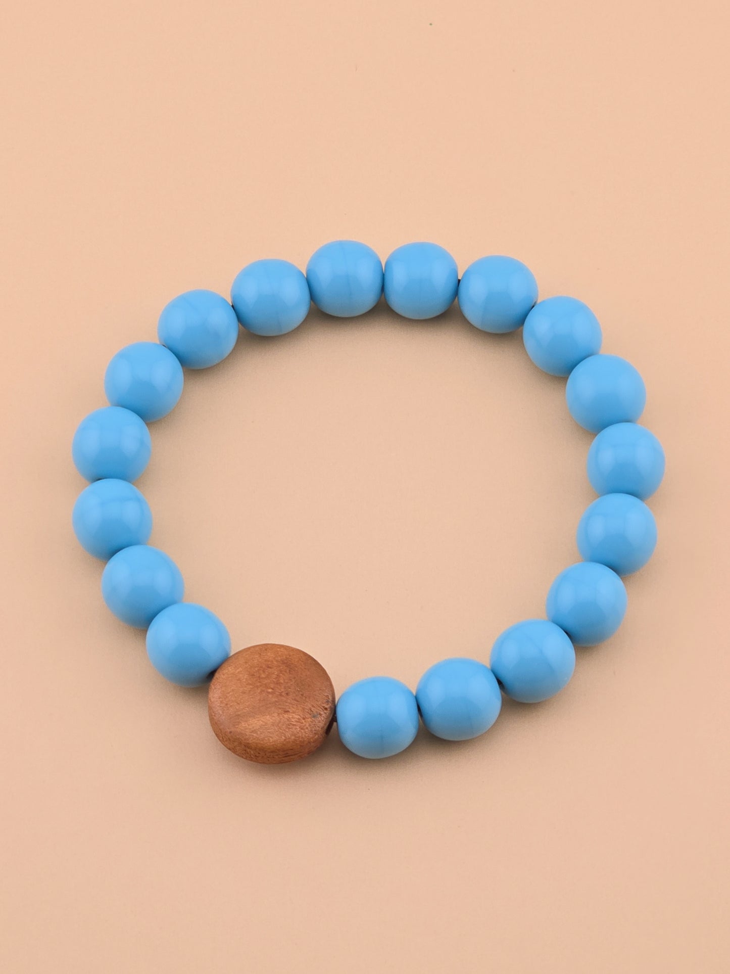Blue Spur Bracelet - Druk Glass, Bayong Wood