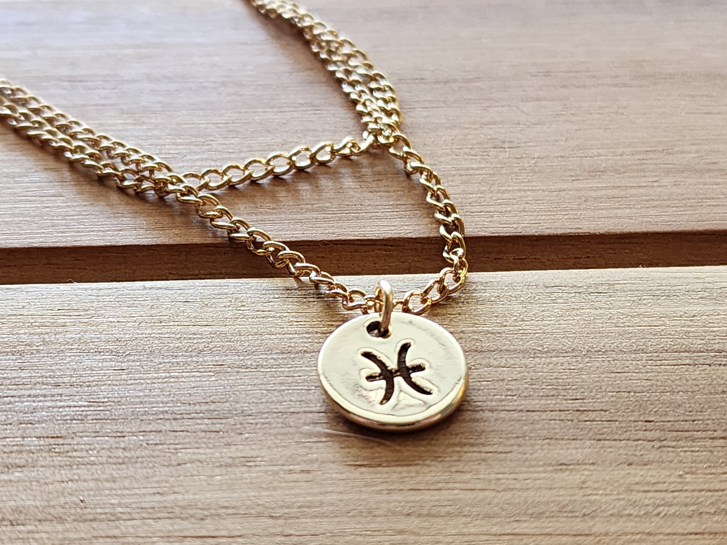 Zodiac Magic in the Stars Dual Layered Gold Necklace