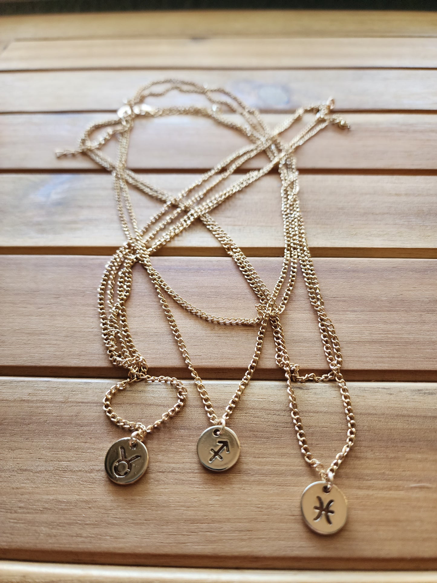 Zodiac Magic in the Stars Dual Layered Gold Necklace