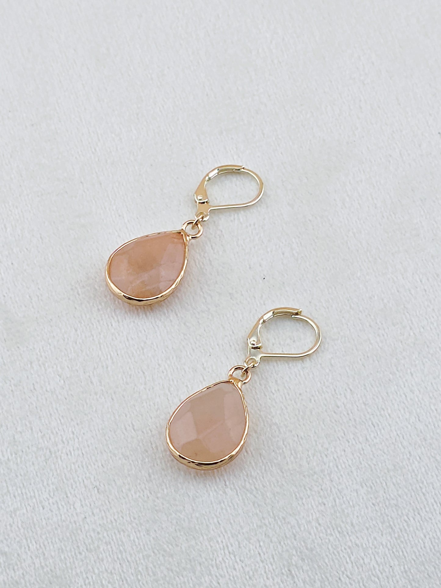 Gold Filled Pink Aventurine Teardrop Earrings