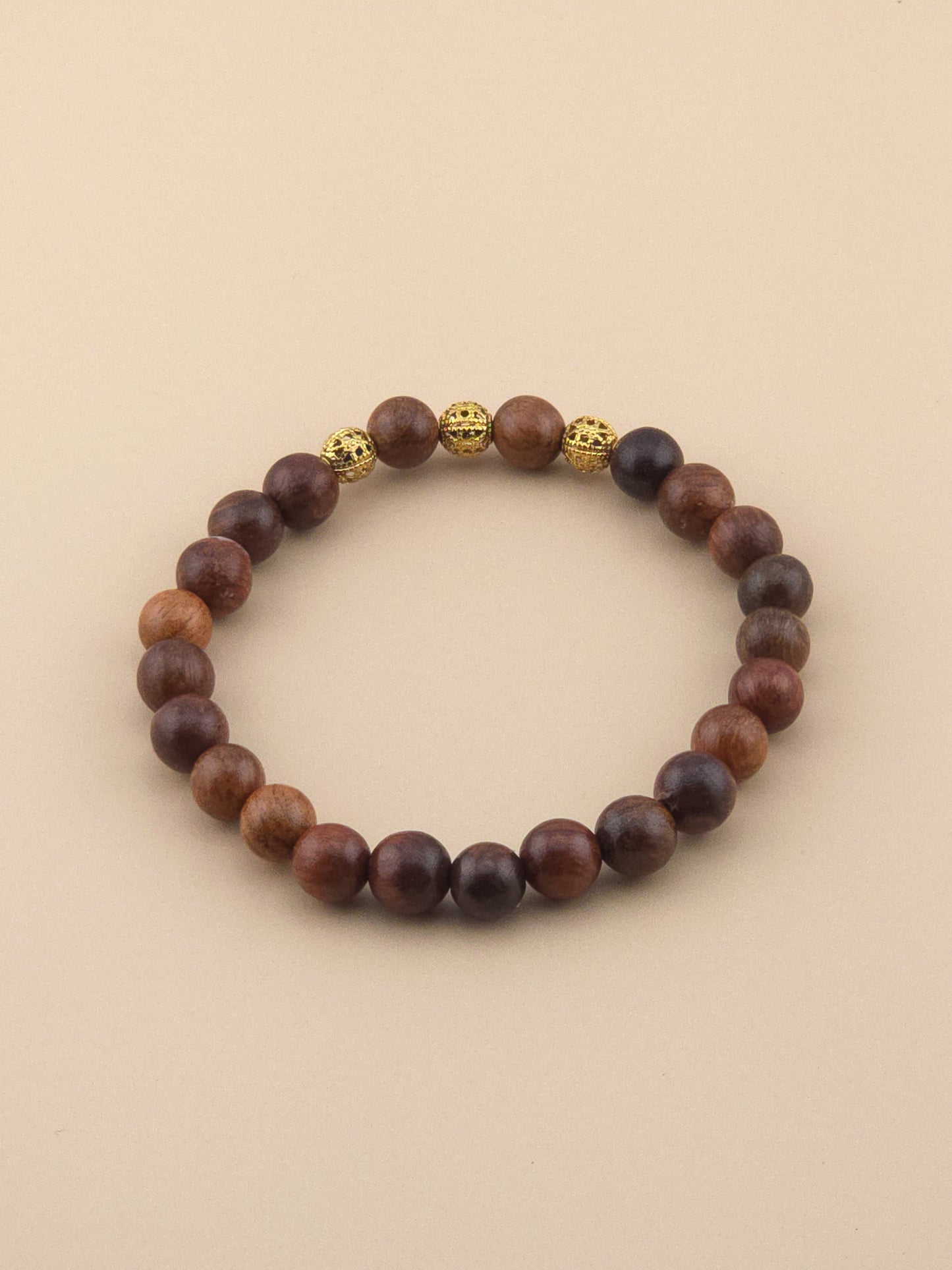 Rosewood and Gold Filigree Bracelet
