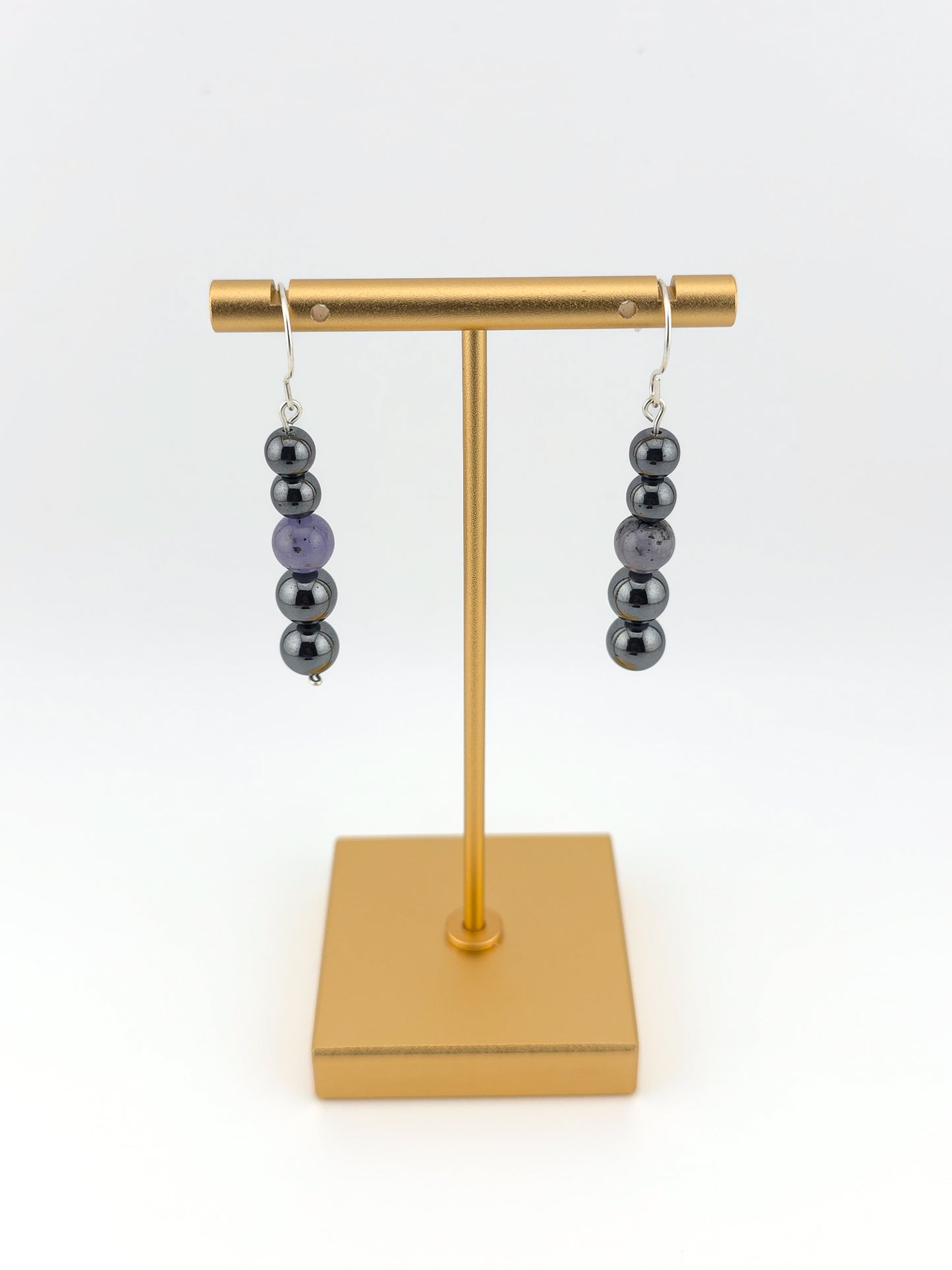 Tanzanite & Hematite Argentium Silver Earrings