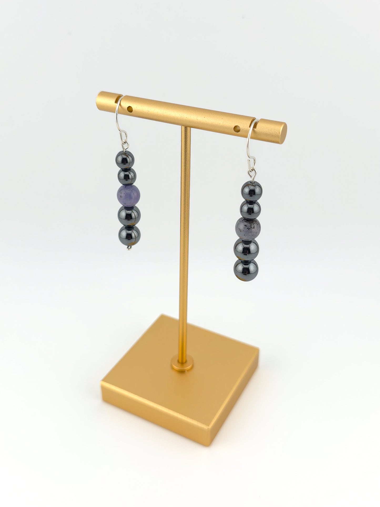 Tanzanite & Hematite Argentium Silver Earrings