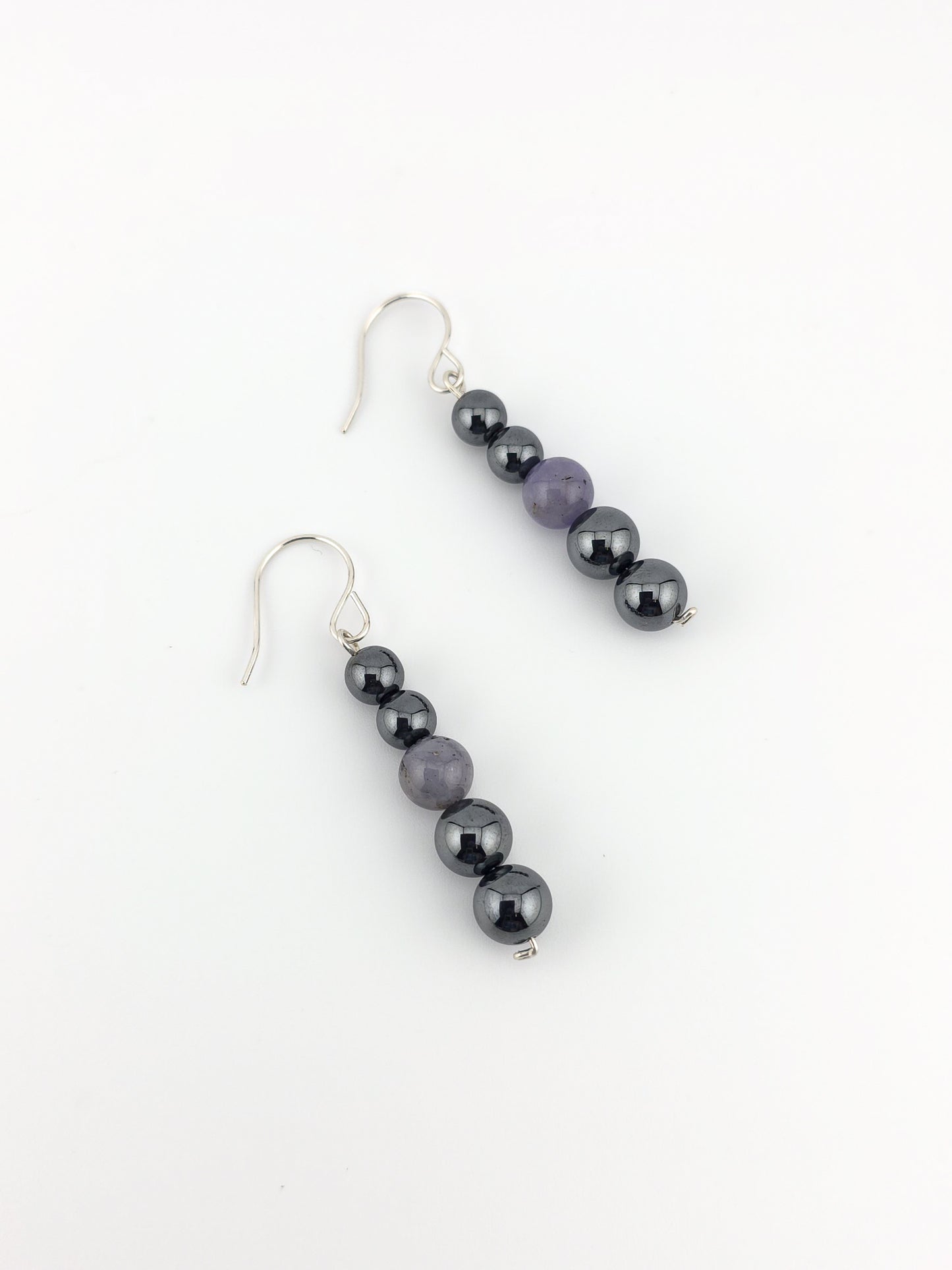 Tanzanite & Hematite Argentium Silver Earrings