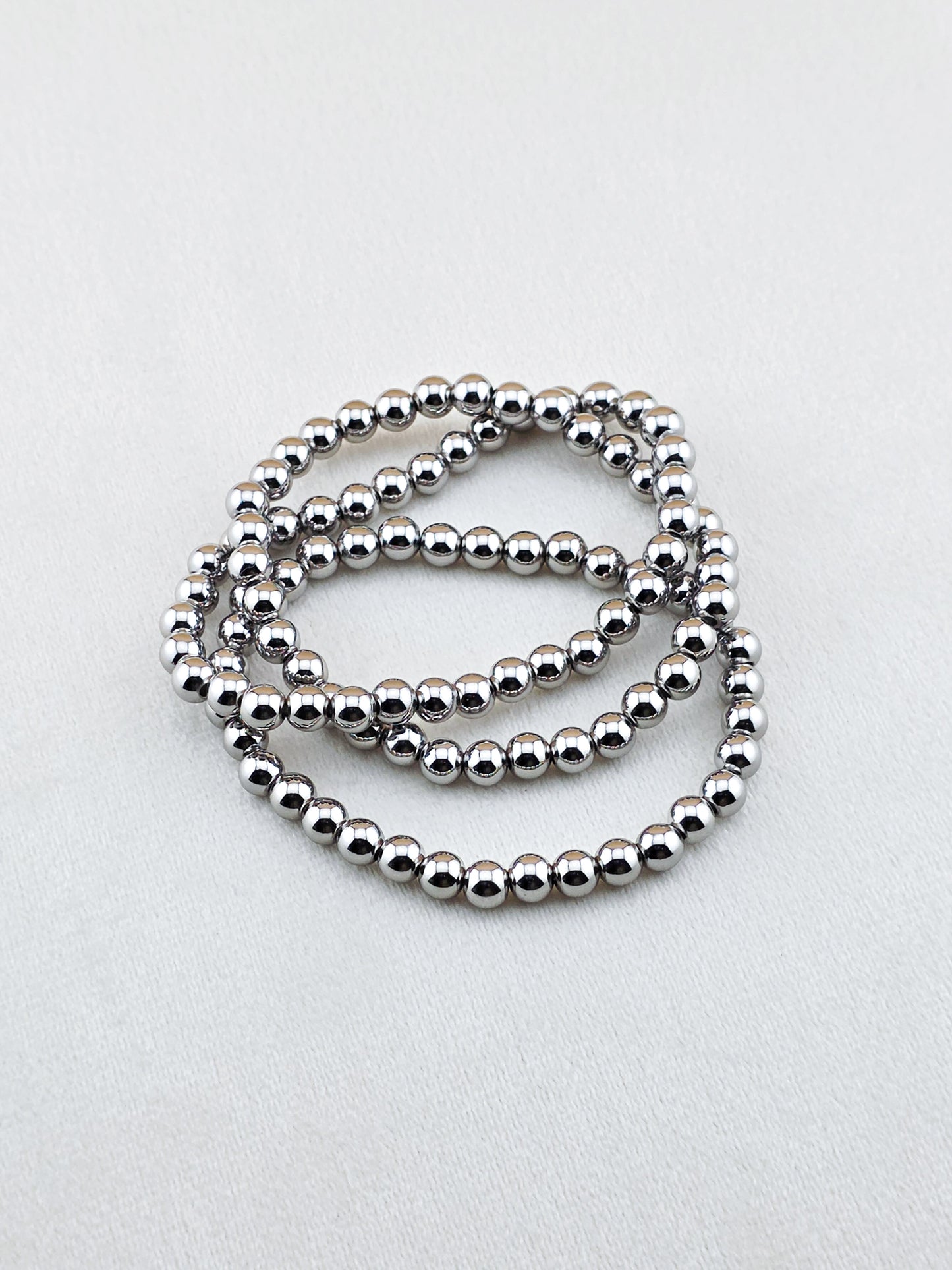 Silver-Filled 6mm Bead Stretch Bracelet