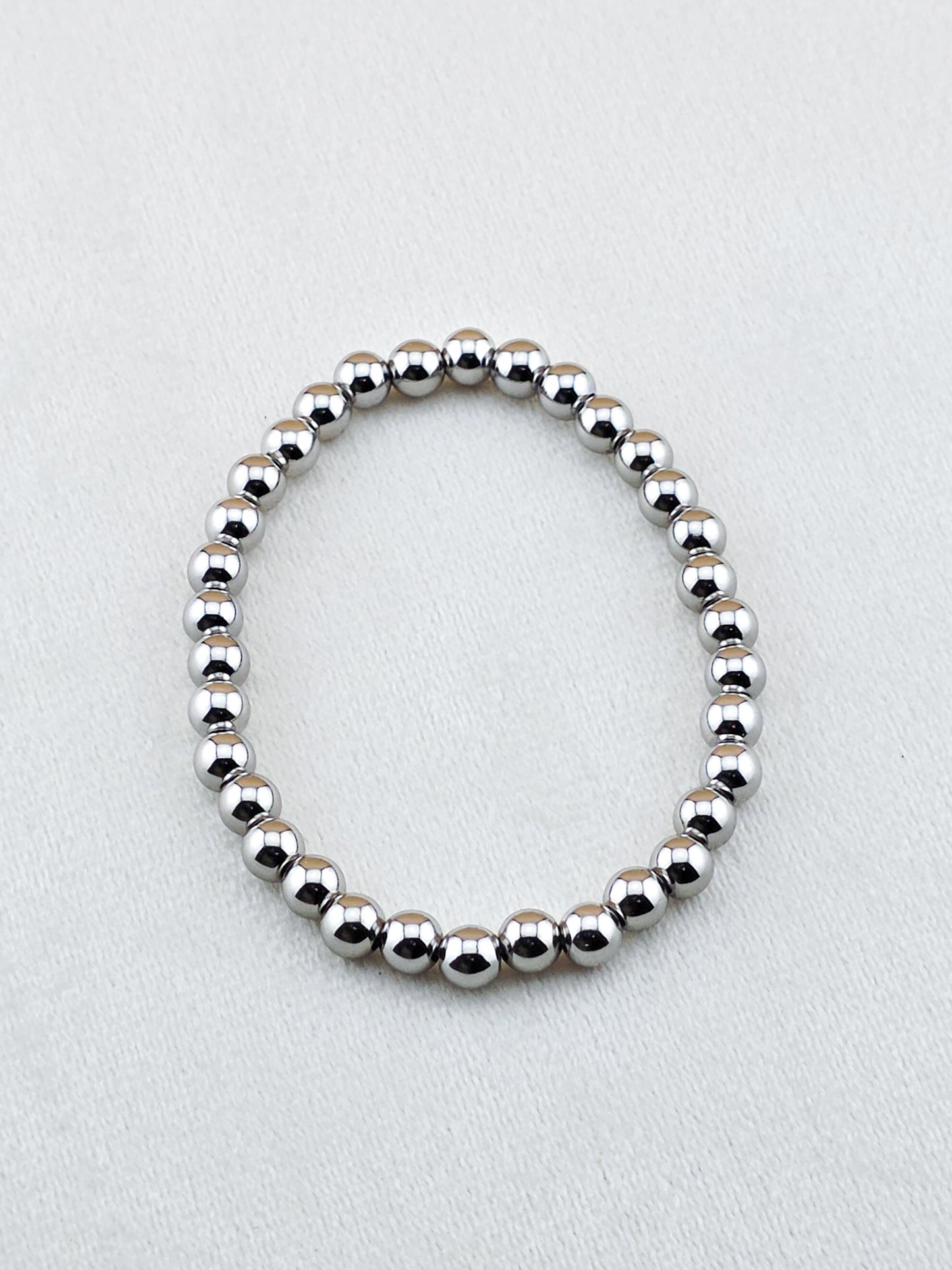 Silver Filled Beaded Stretch Bracelet (6mm)