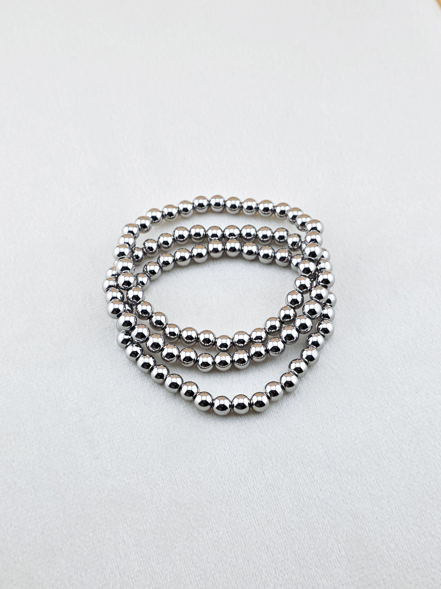 Silver-Filled 6mm Bead Stretch Bracelet