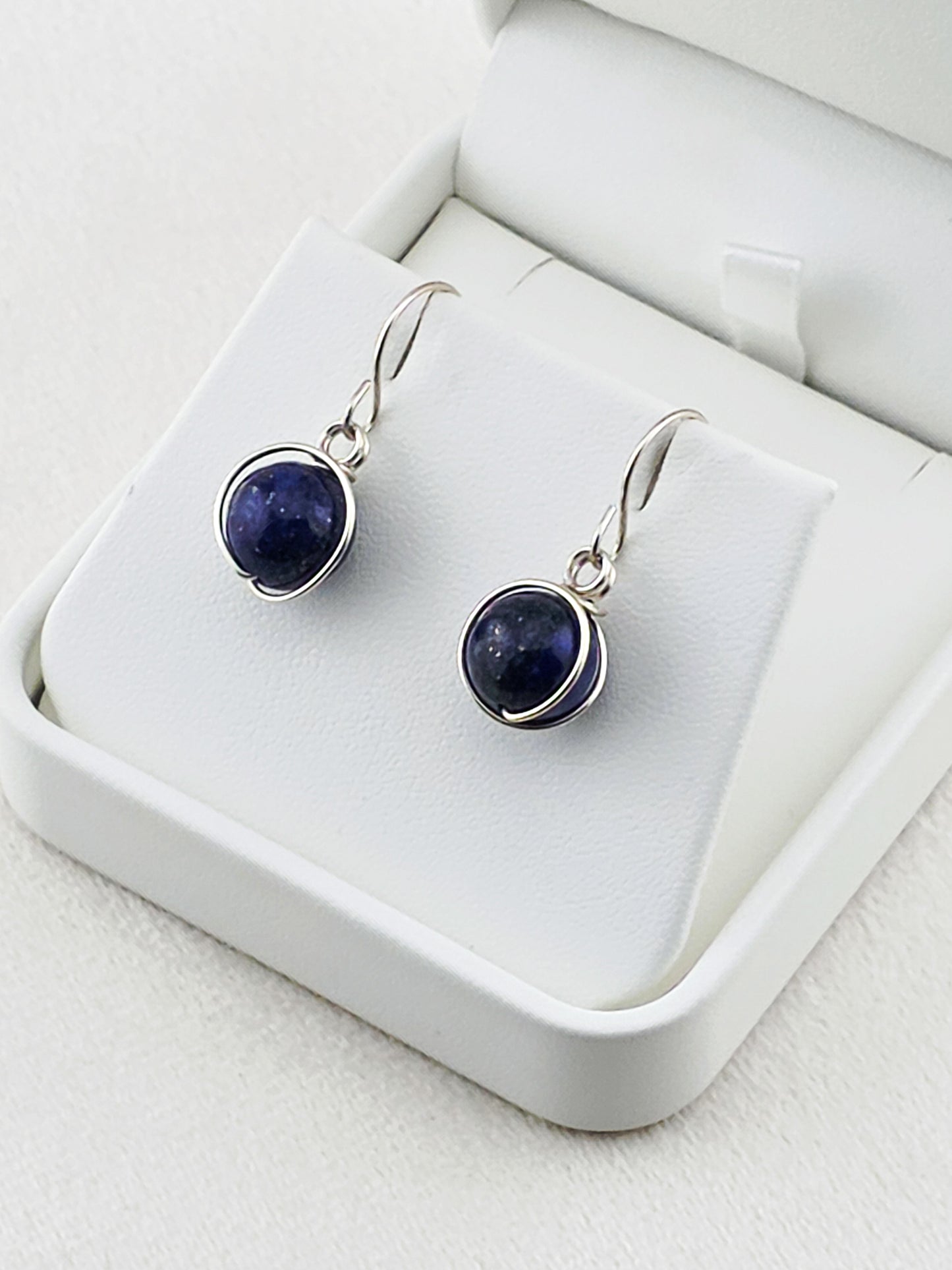 Lapis & Argentium Orbital Earrings