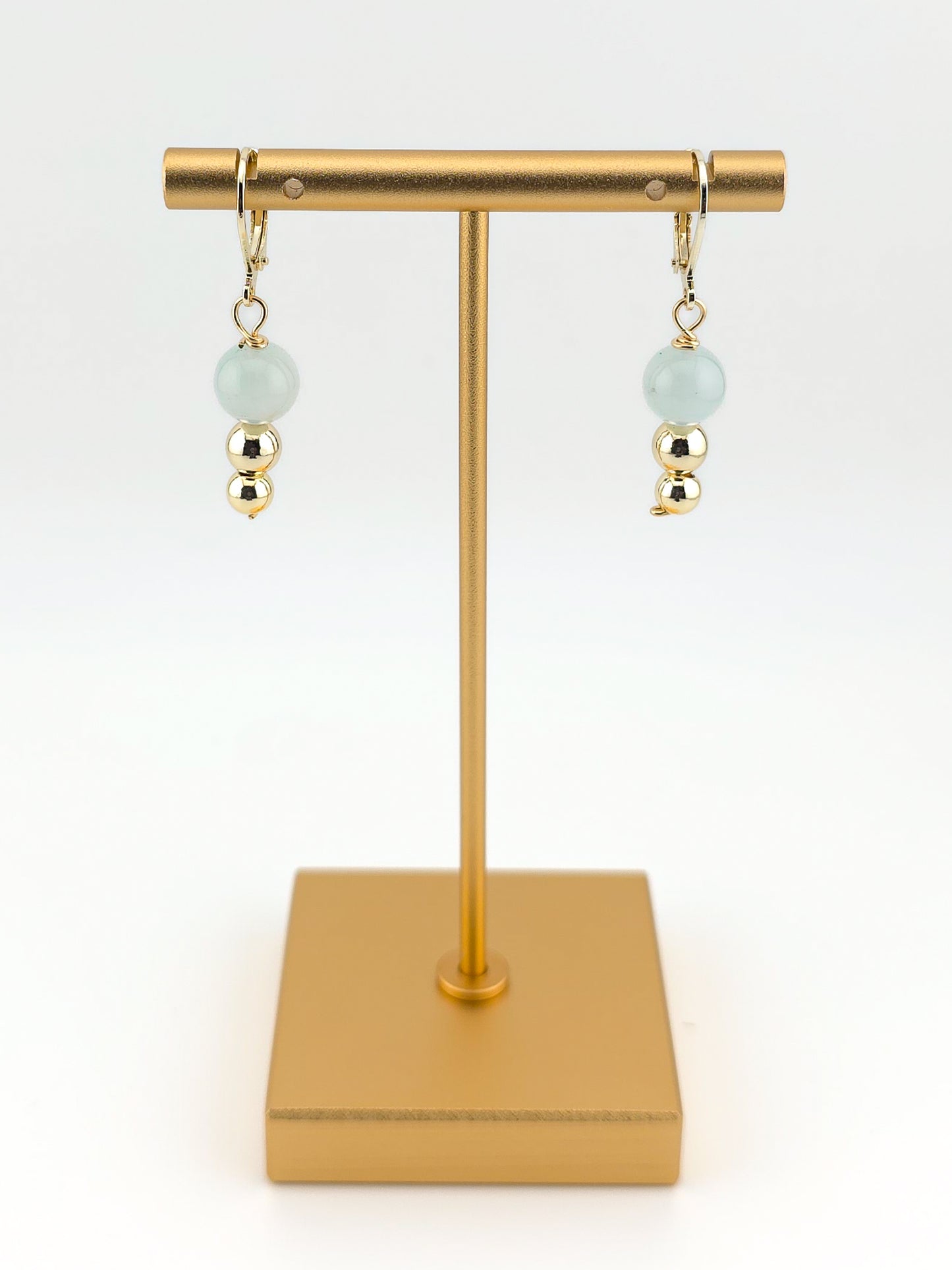 Gold Filled Aquamarine Tiered Earrings