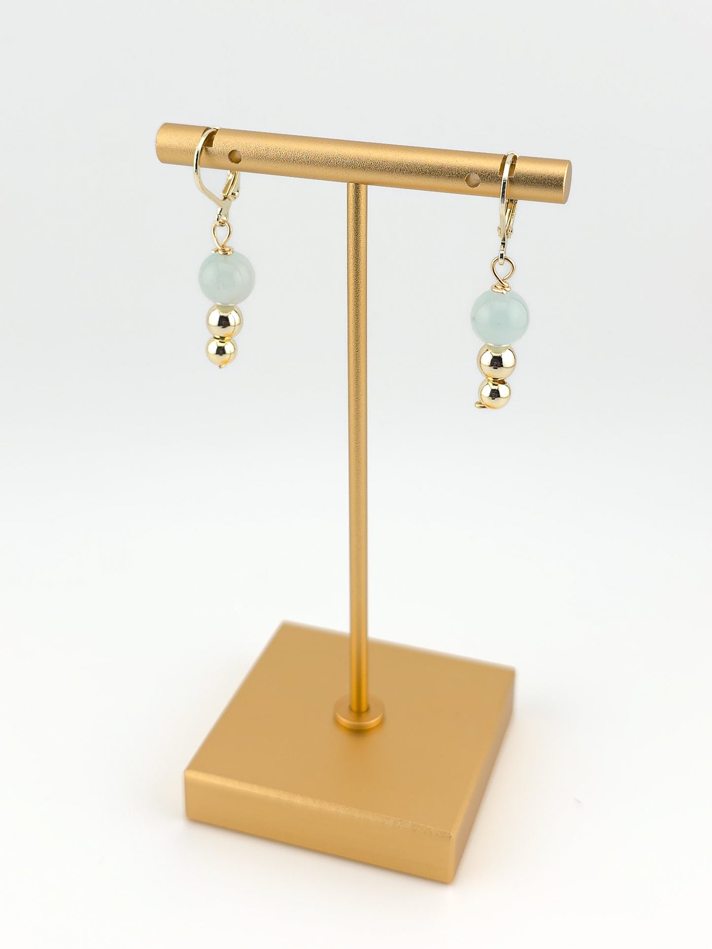Gold Filled Aquamarine Tiered Earrings