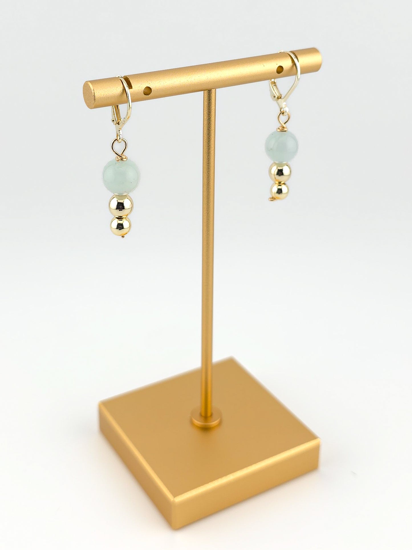 Gold Filled Aquamarine Tiered Earrings