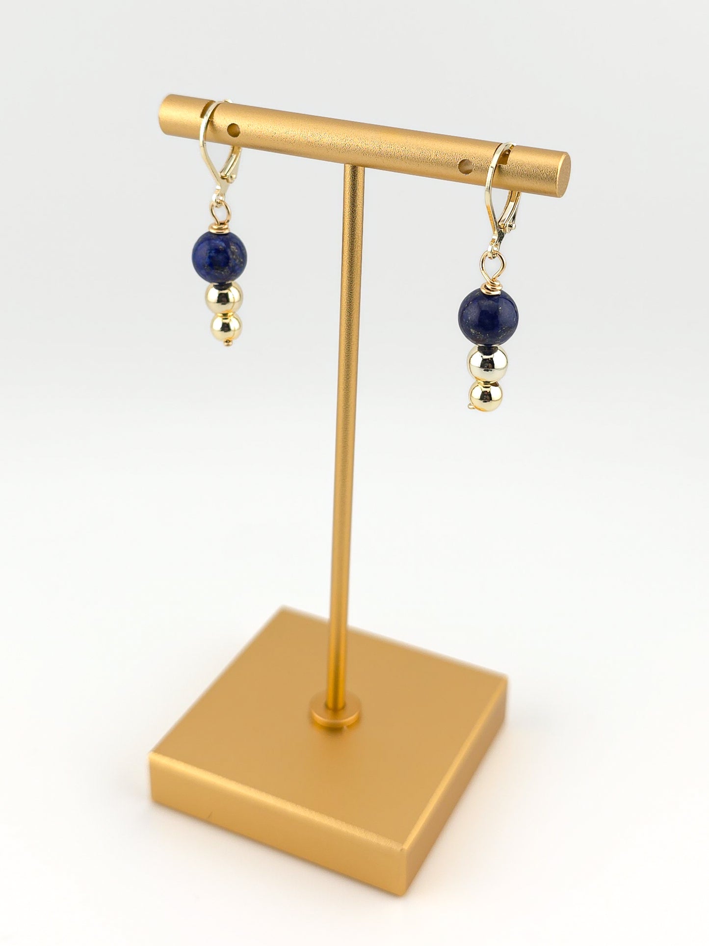 Lapis Gold Filled Tiered Earrings