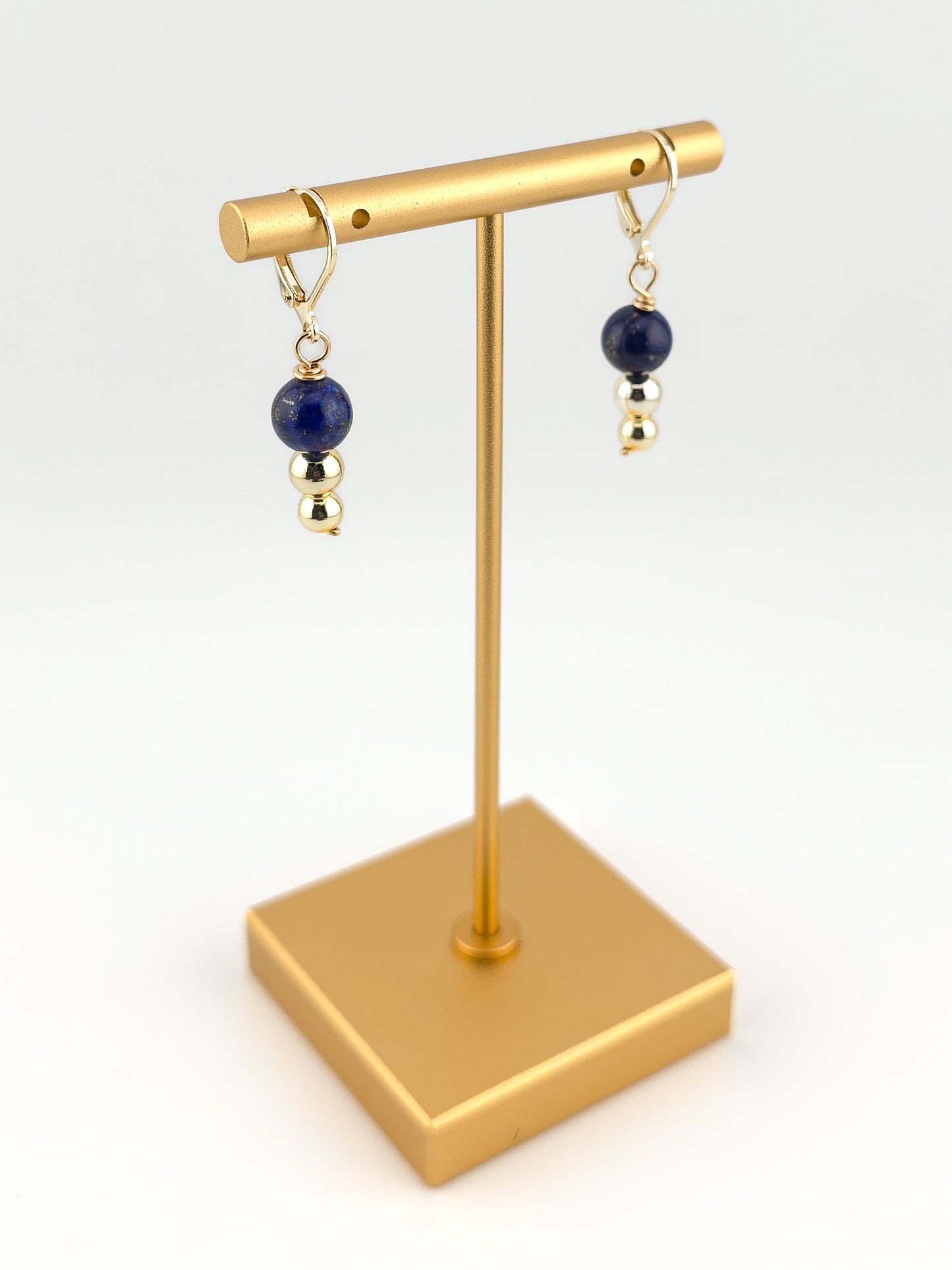 Lapis Gold Filled Tiered Earrings