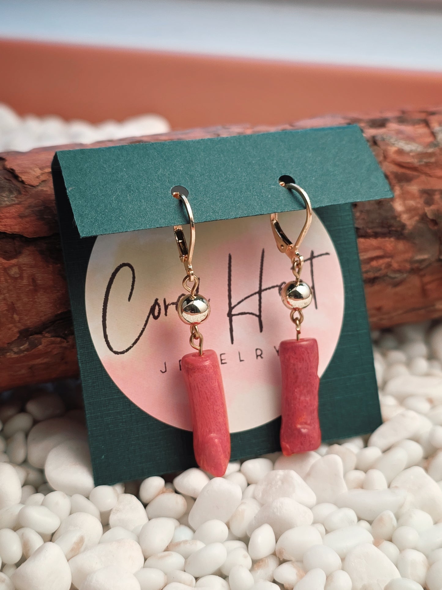 Coral Tube Drop Earrings