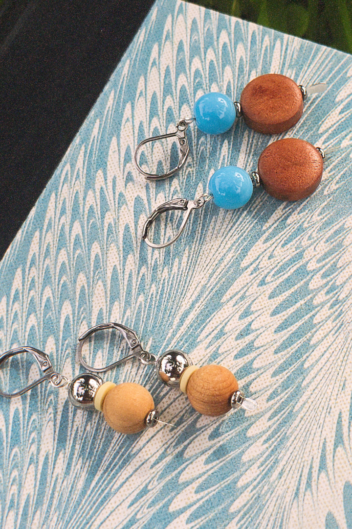 Pale Sky Earrings - Sandalwood, Stainless Steel
