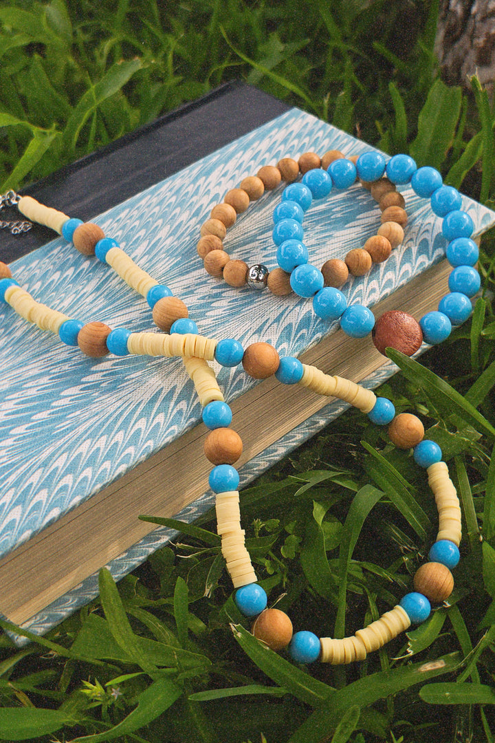 High Noon Necklace - Druk Glass, Sandalwood