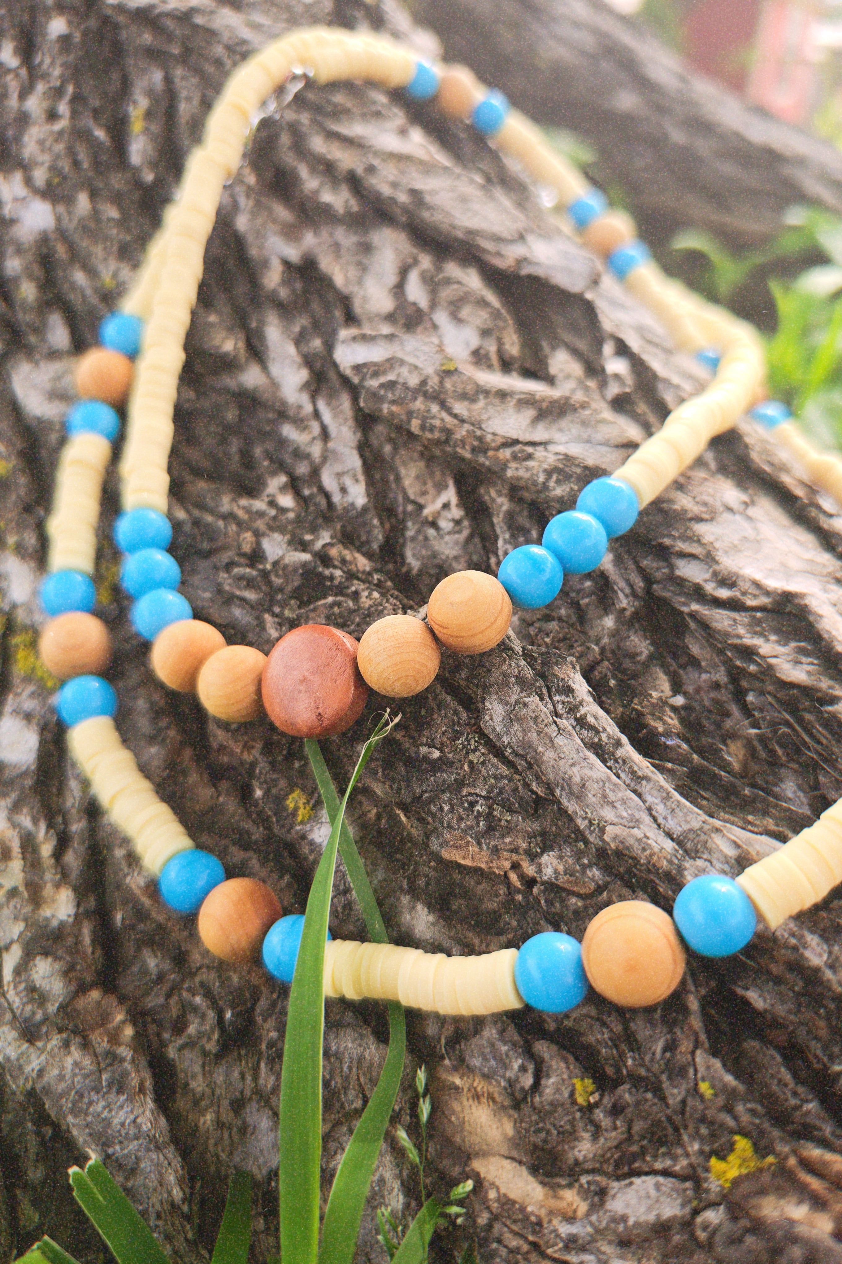 High Noon Necklace - Druk Glass, Sandalwood