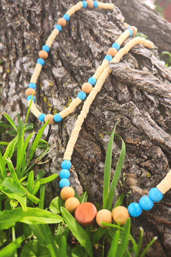 Mesa Drift Necklace - Bayong Wood, Druk Glass