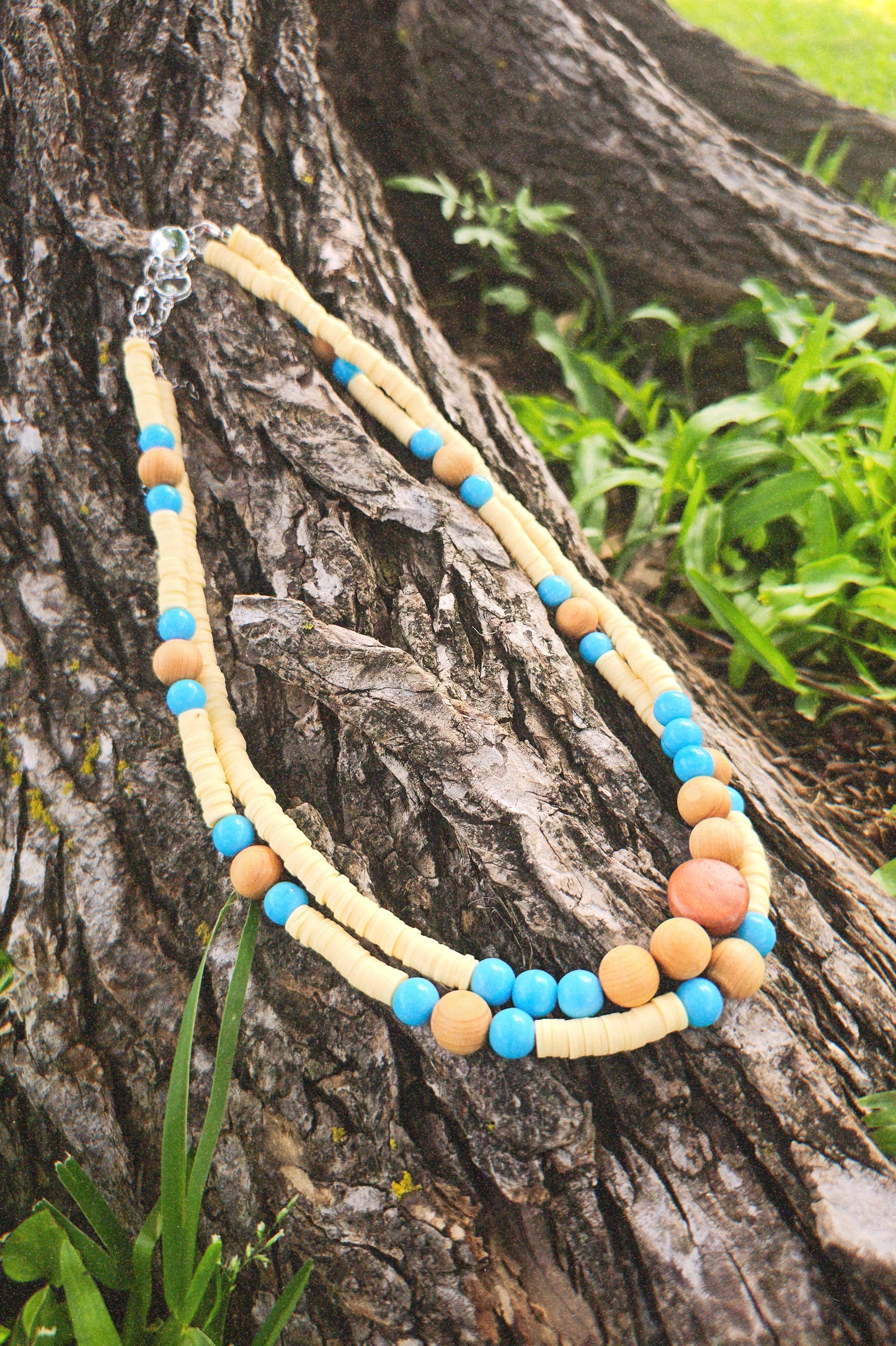 High Noon Necklace - Druk Glass, Sandalwood