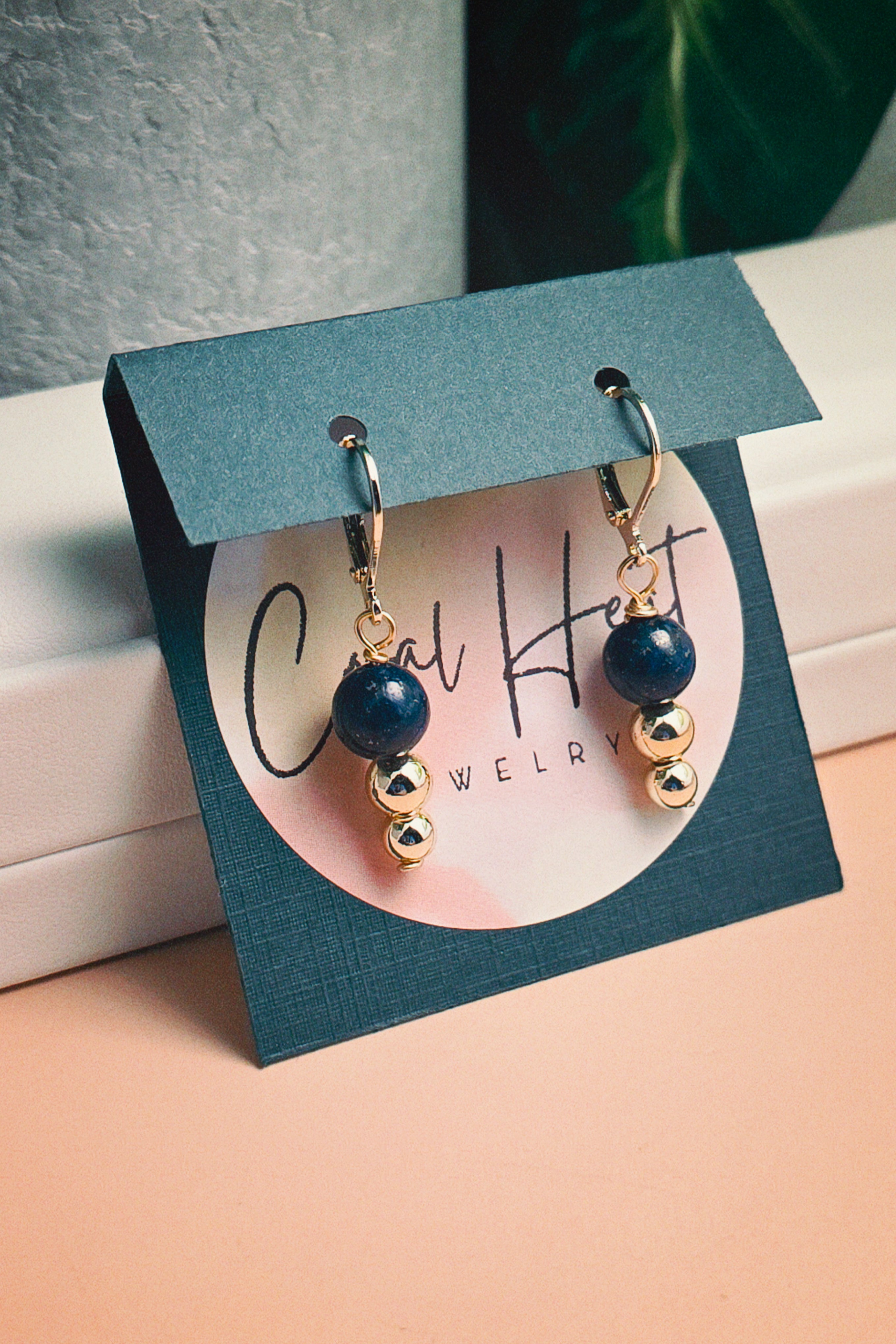 Gold Filled Lapis Tiered Earrings