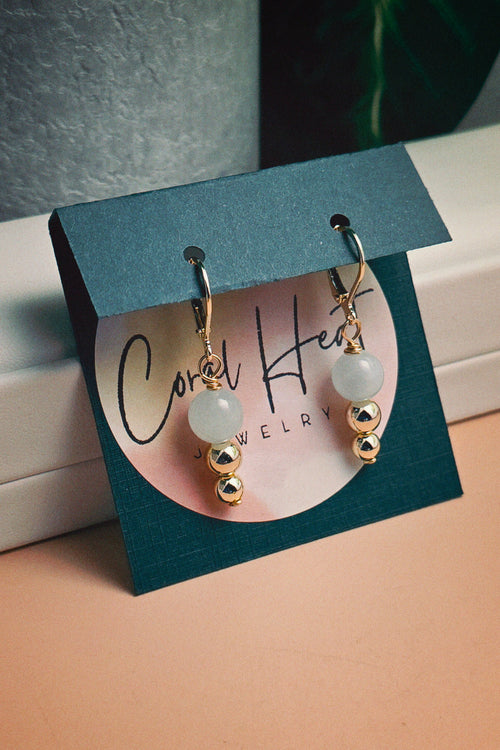 Gold Filled Aquamarine Tiered Earrings