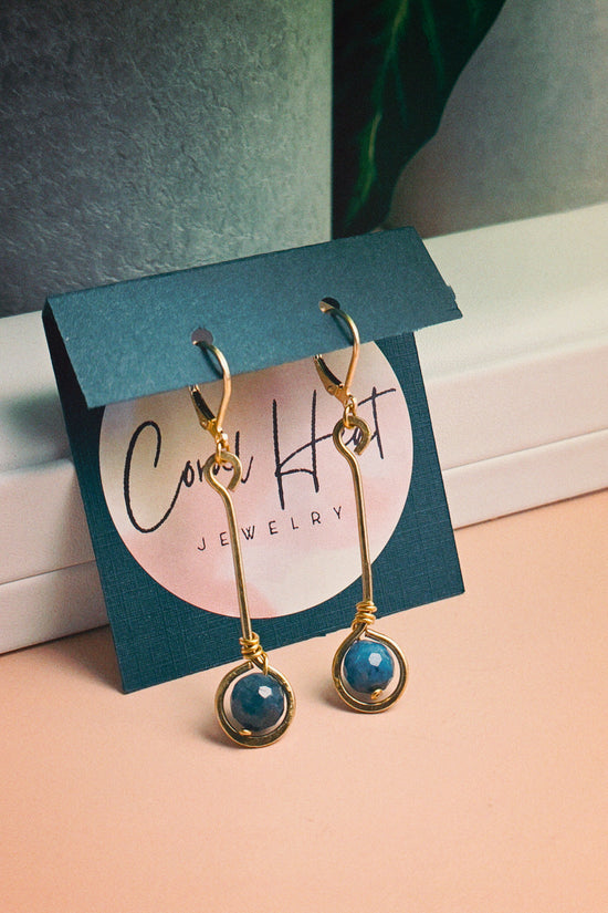 Brass Blue Apatite Drop Earrings