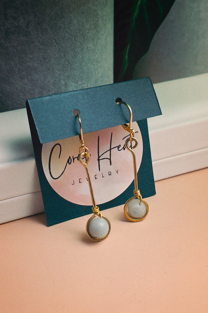 Brass Stem & Amazonite Earrings