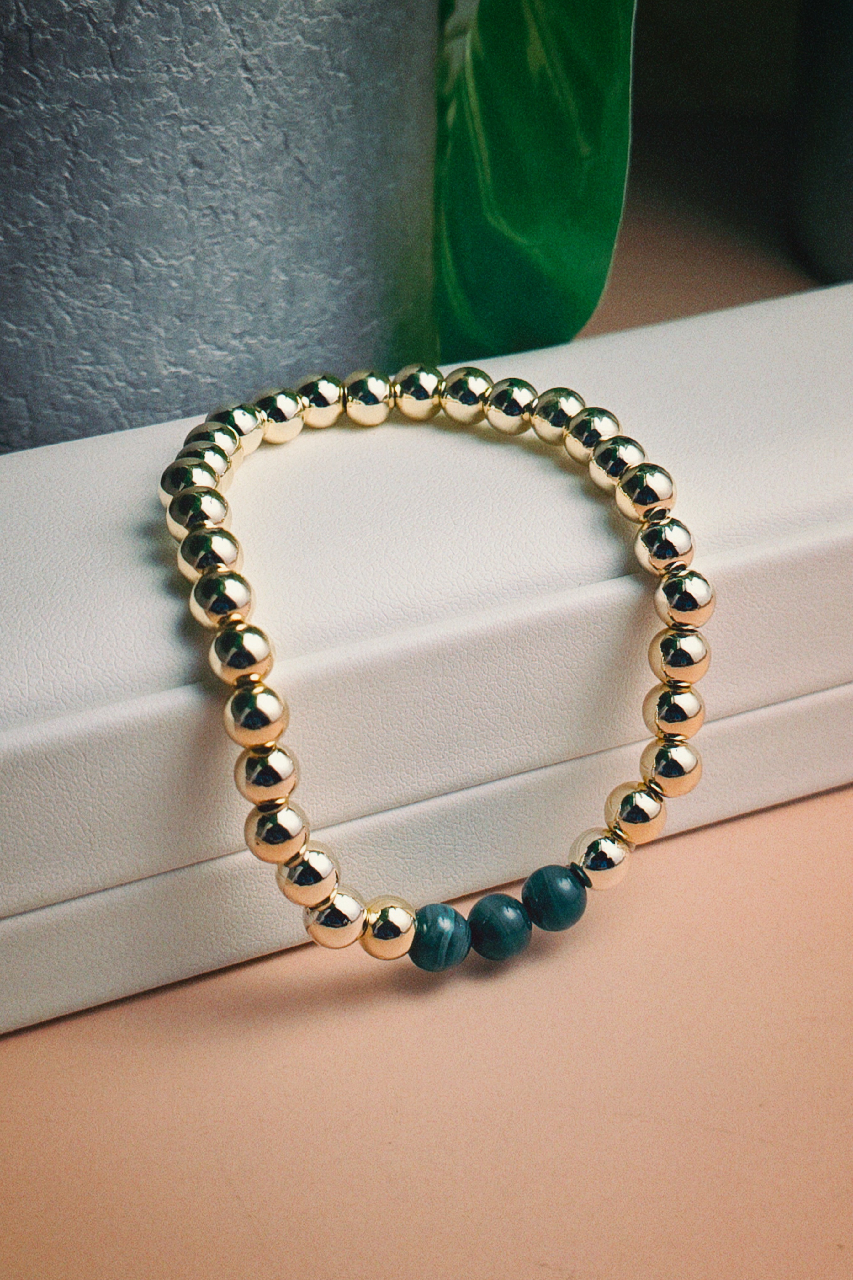 Gold Filled Malachite Beaded Bracelet