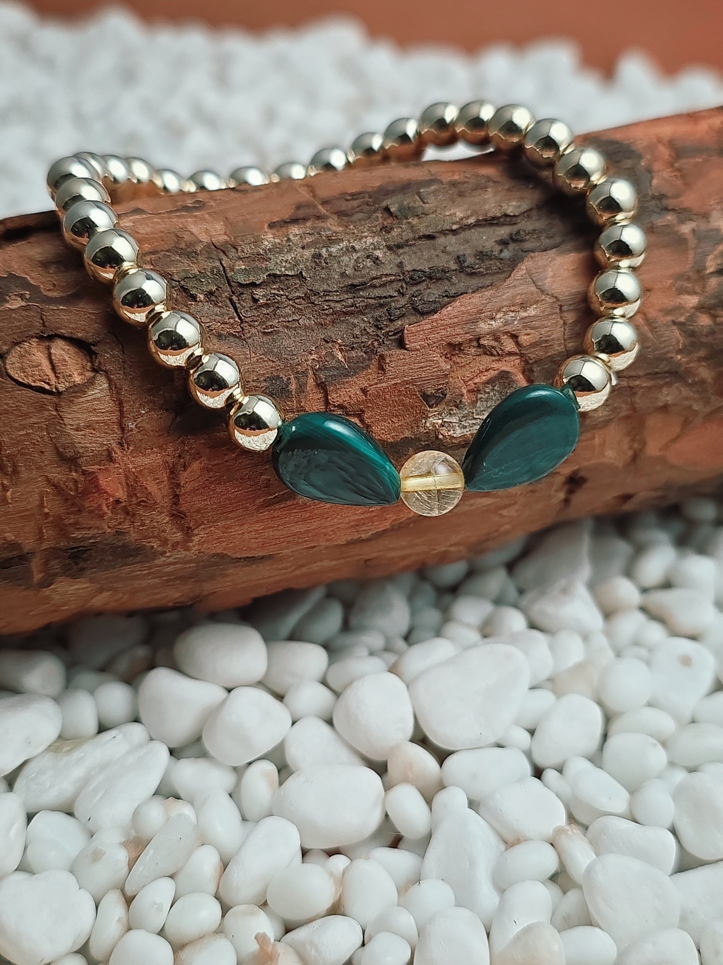 Gold Filled Malachite & Citrine Bracelet