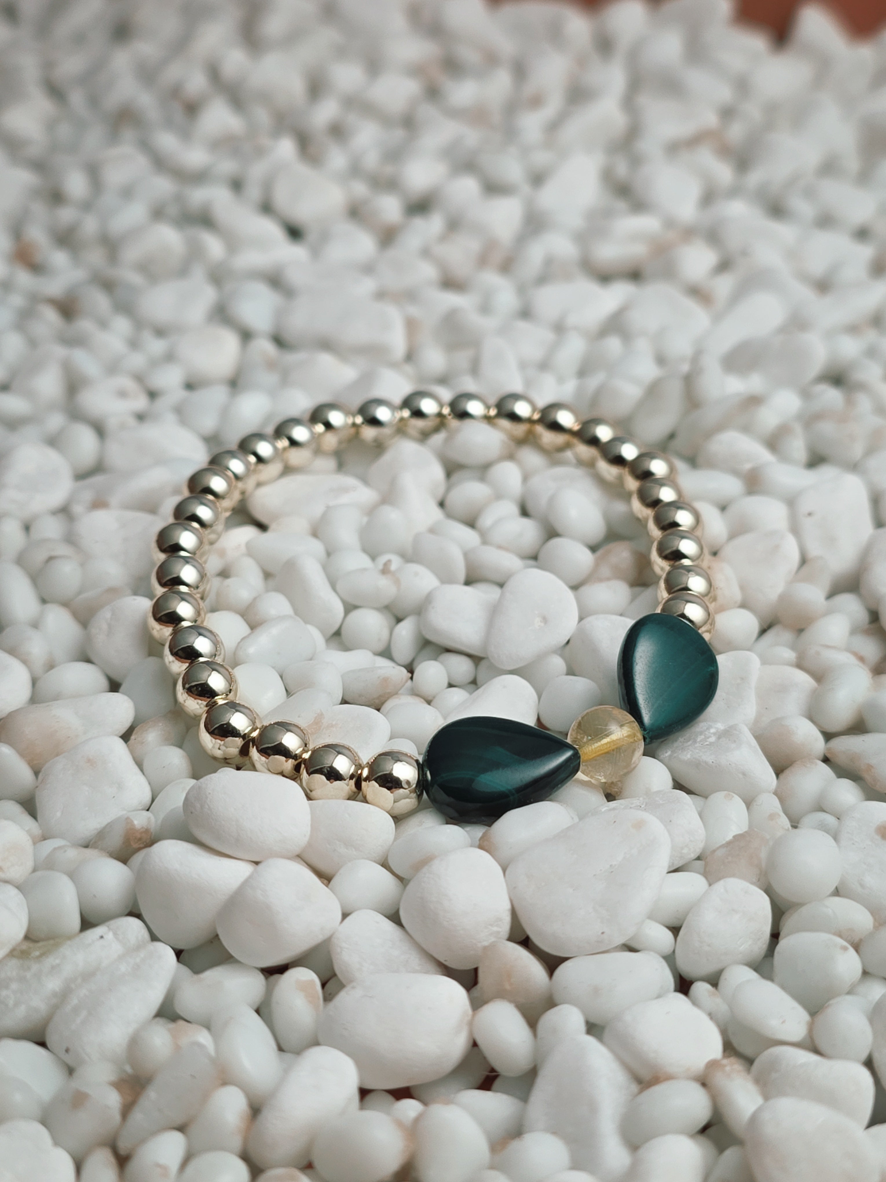 Gold Filled Malachite & Citrine Bracelet