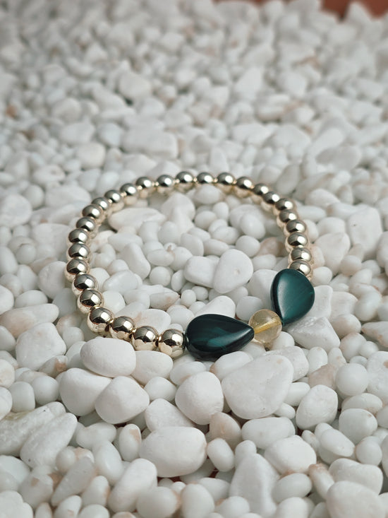Gold Filled Malachite & Citrine Bracelet