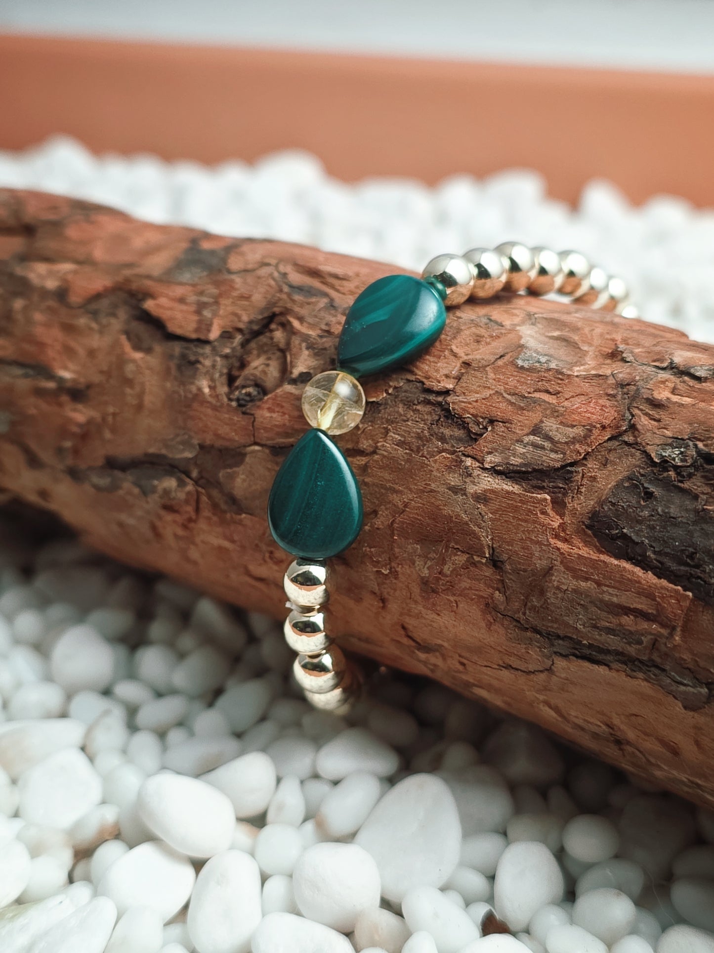 Gold Filled Malachite & Citrine Bracelet